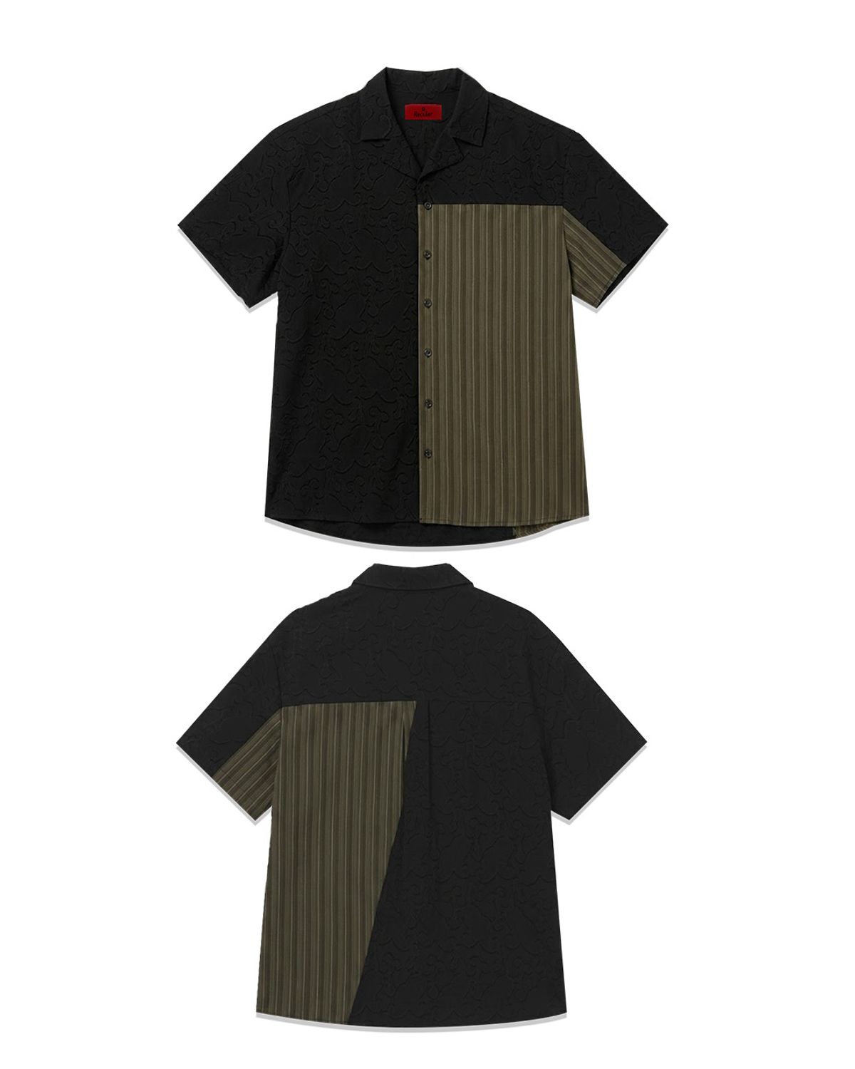 레큘리(RECULER) Ethnic Coloring Open Collar Shirts Black (Ver. 26ss)
