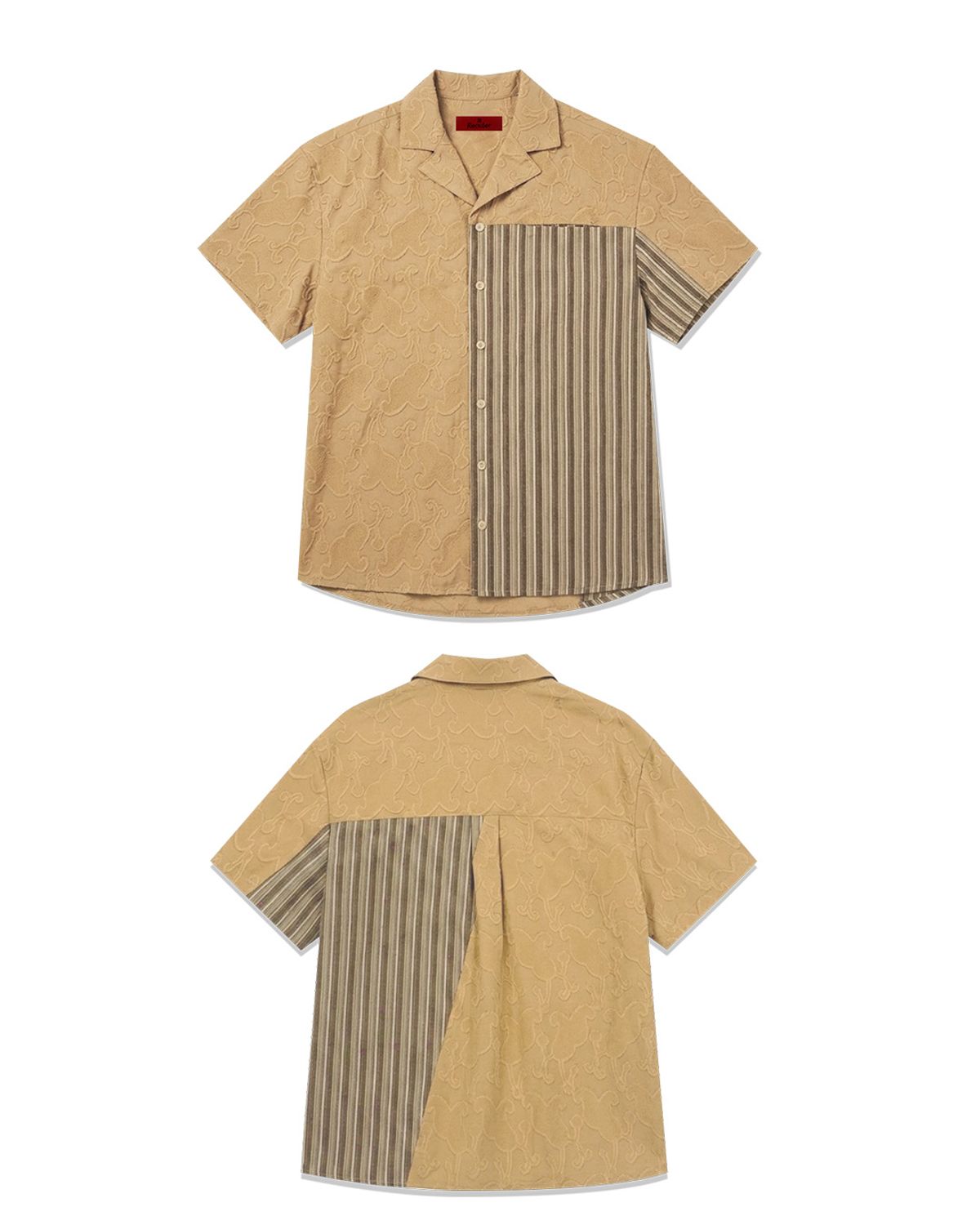 레큘리(RECULER) Ethnic Coloring Open Collar Shirts Beige (Ver. 26ss)
