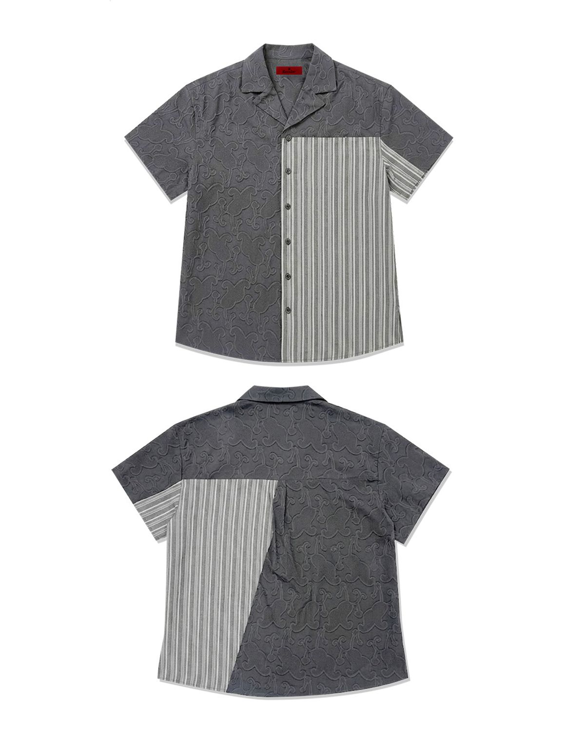 레큘리(RECULER) Ethnic Coloring Open Collar Shirts Grey (Ver. 26ss)