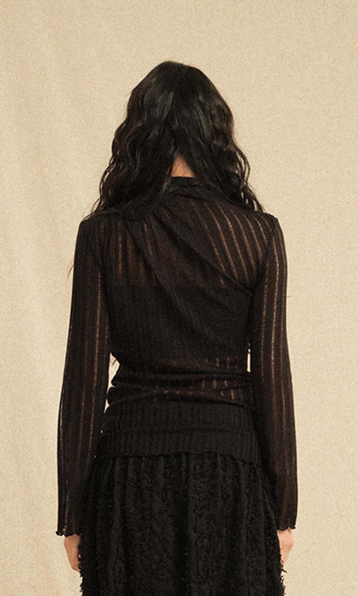 레큘리(RECULER) See-through turtleneck T-shirts Black (Ver. SS)
