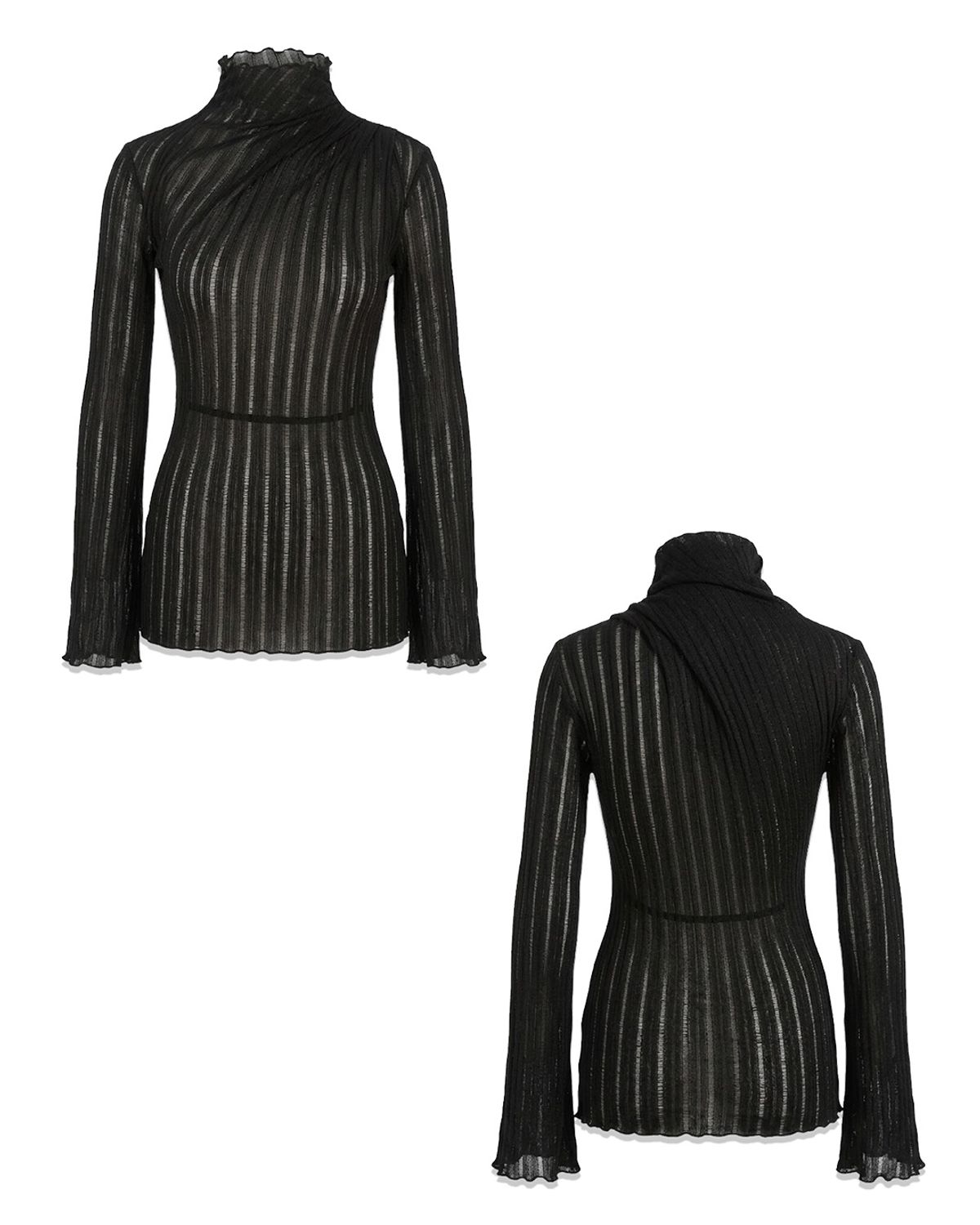 레큘리(RECULER) See-through turtleneck T-shirts Black (Ver. SS)