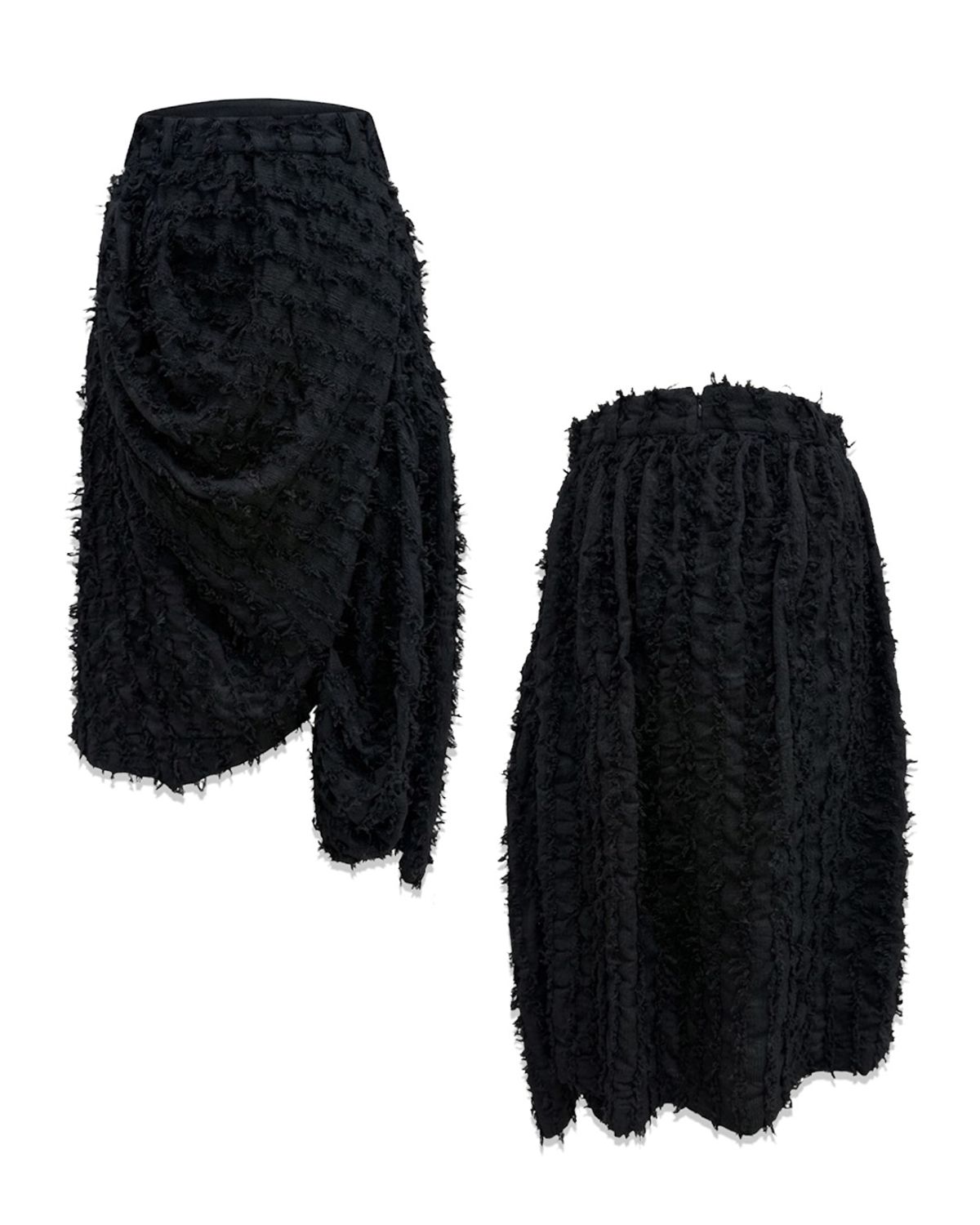 레큘리(RECULER) Ethnic drape long skirt Black