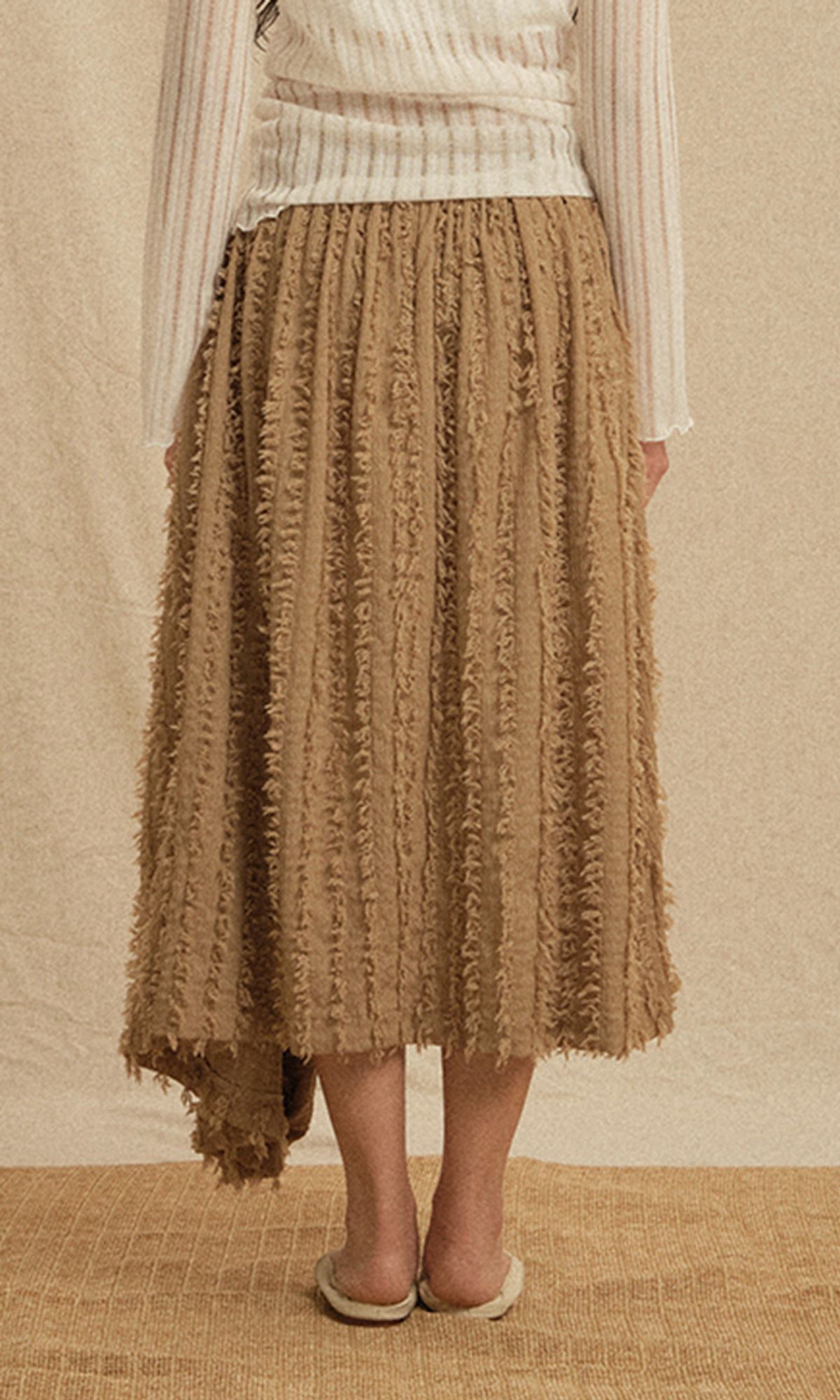 레큘리(RECULER) Ethnic drape long skirt Beige