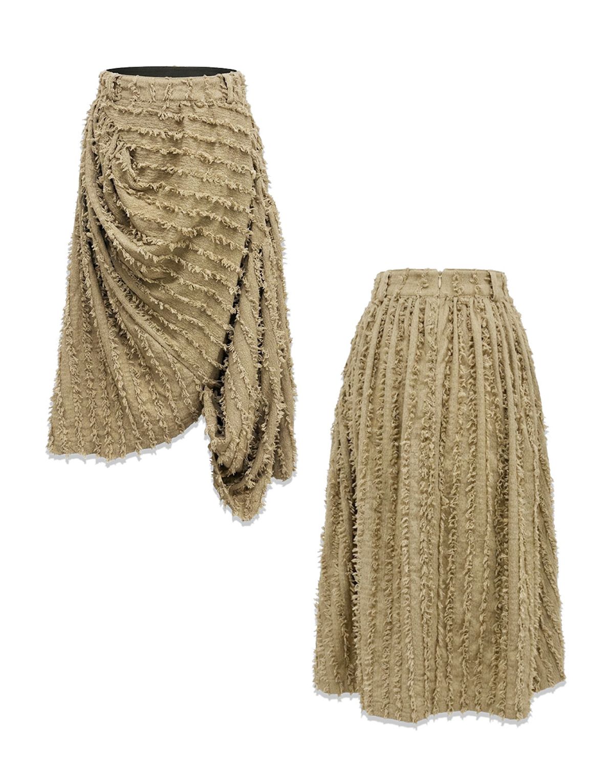 레큘리(RECULER) Ethnic drape long skirt Beige