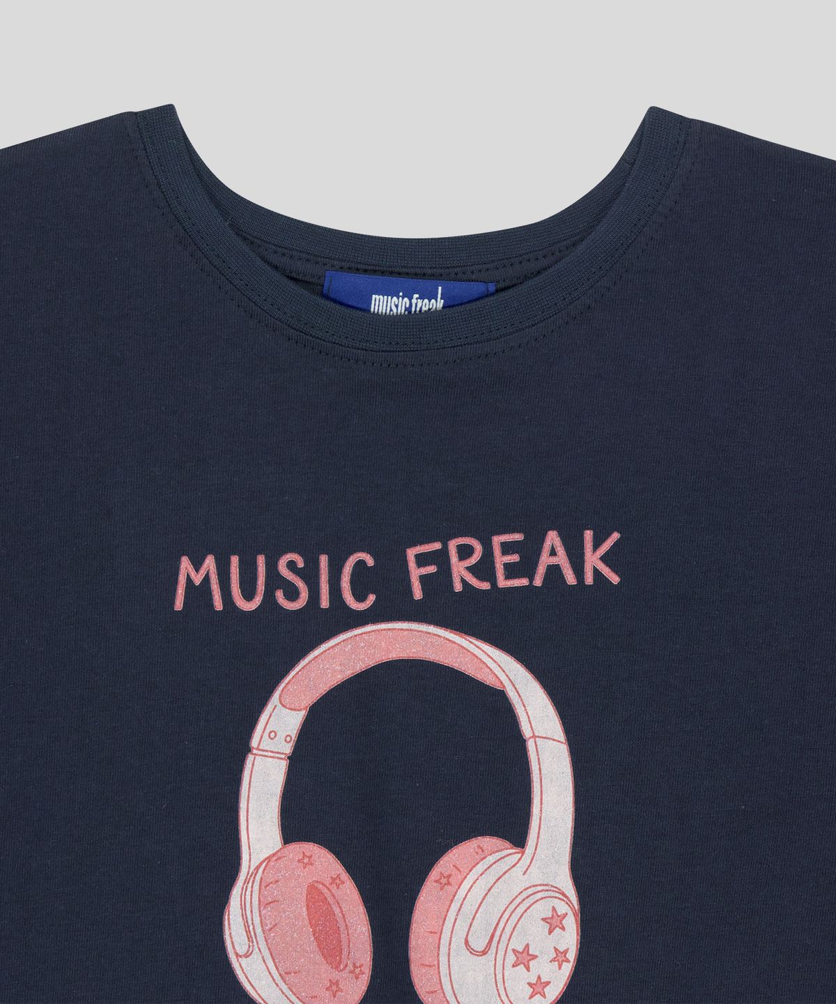 뮤직프리크(MUSICFREAK) Retro Line Headphones T-Shirt - Navy