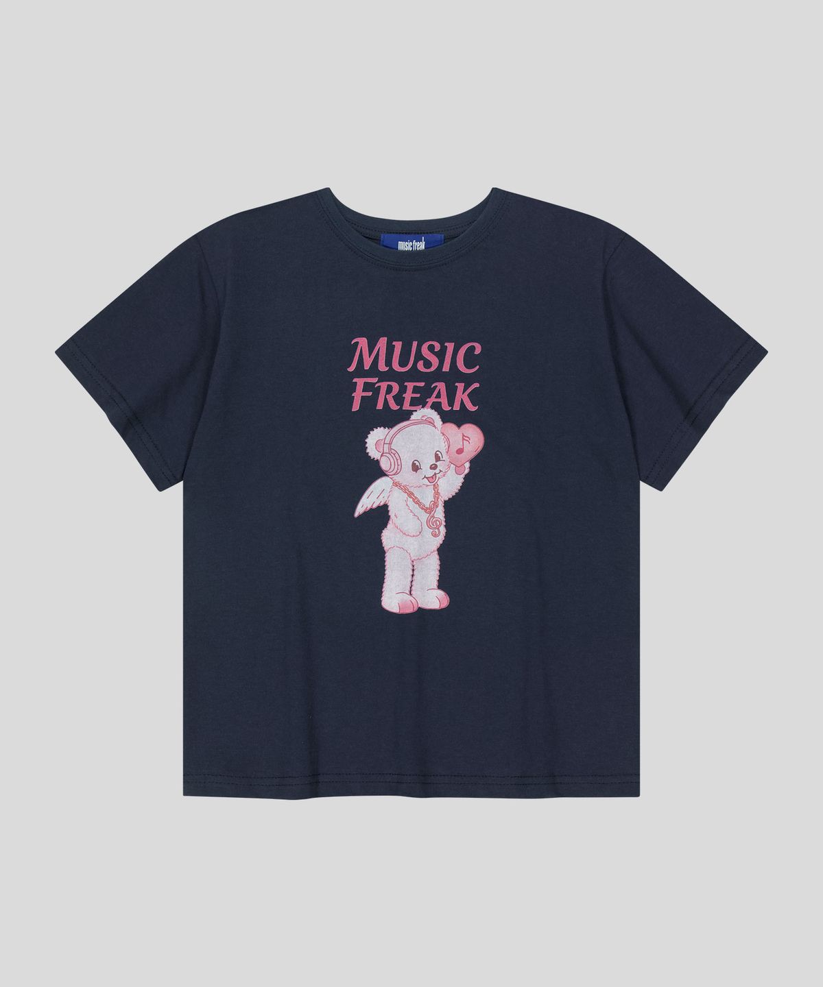 뮤직프리크(MUSICFREAK) Angel Bear T-Shirt - Navy