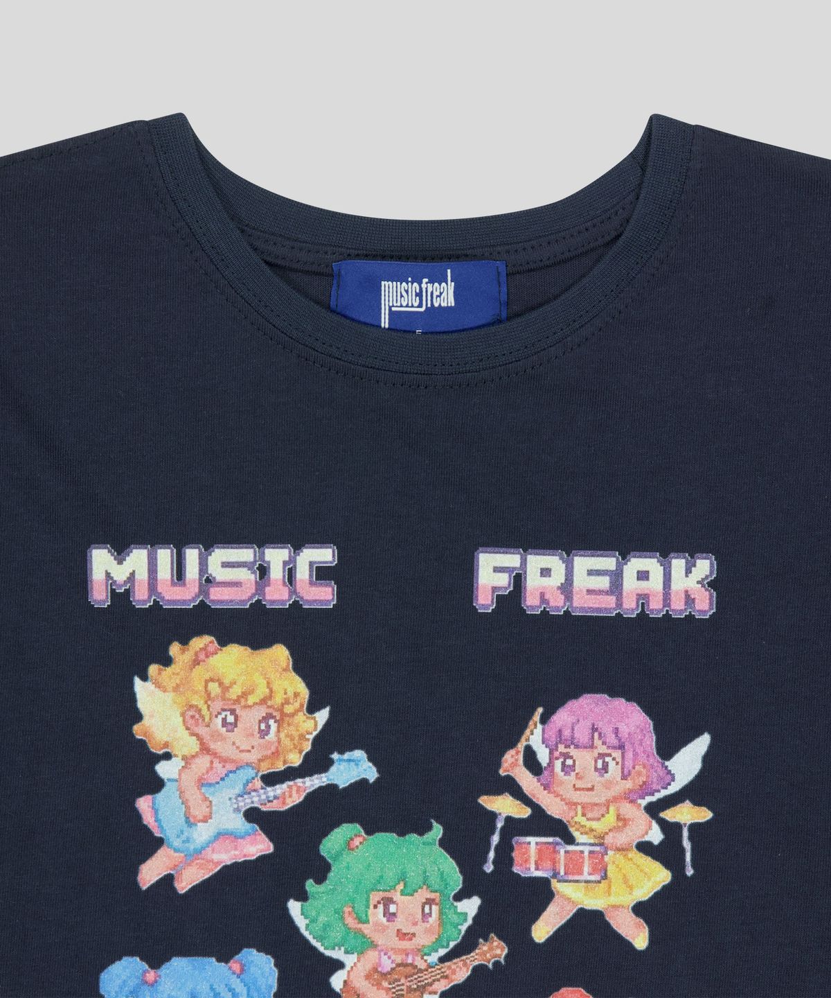 뮤직프리크(MUSICFREAK) Pixel Angel Band T-Shirt - Navy
