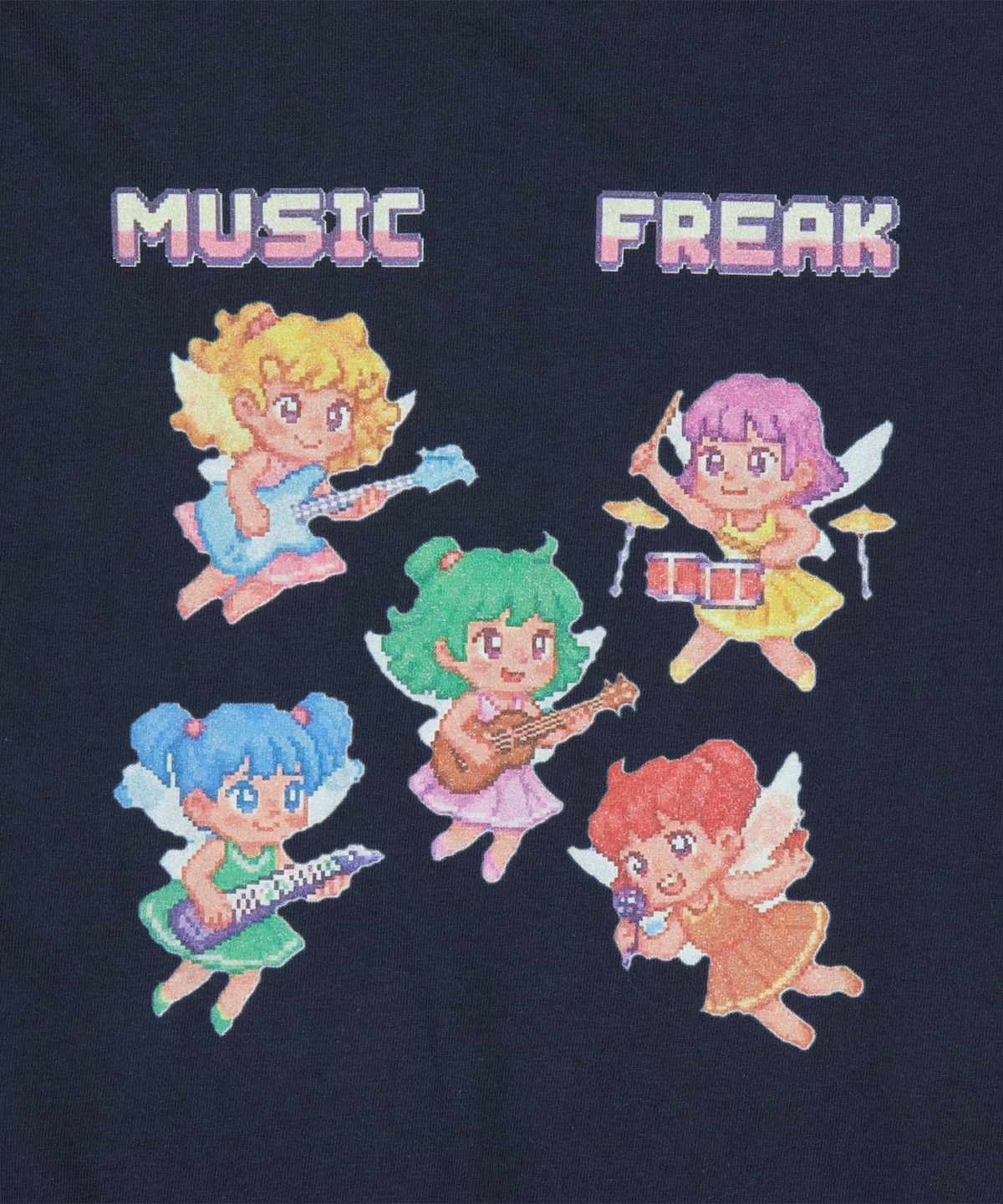 뮤직프리크(MUSICFREAK) Pixel Angel Band T-Shirt - Navy
