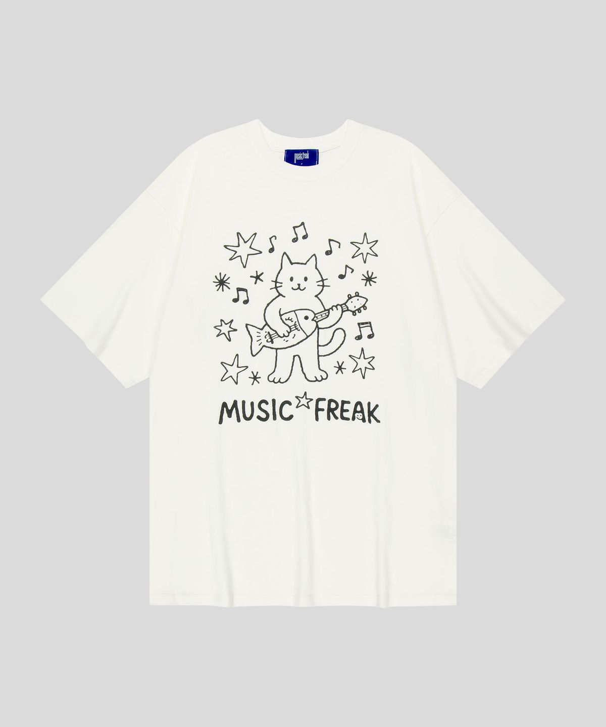 뮤직프리크(MUSICFREAK) Lo-Fi Kitty Jam T-Shirt - White