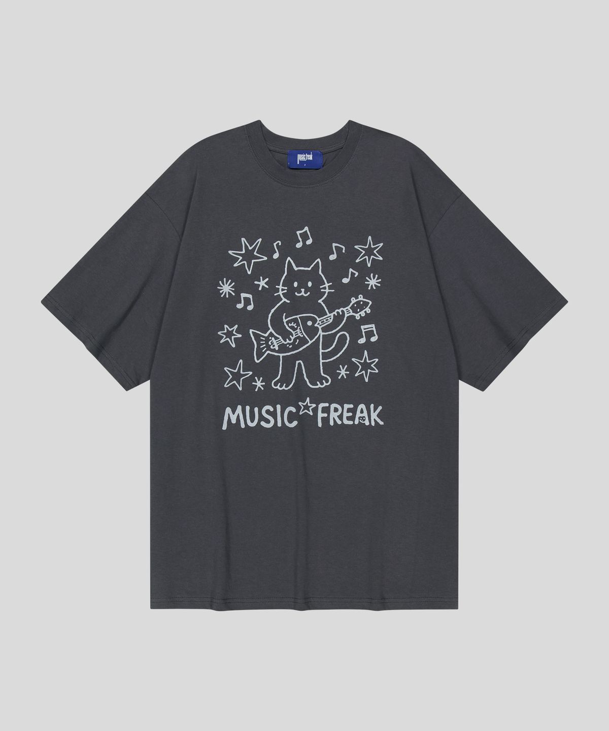 뮤직프리크(MUSICFREAK) Lo-Fi Kitty Jam T-Shirt - Charcoal