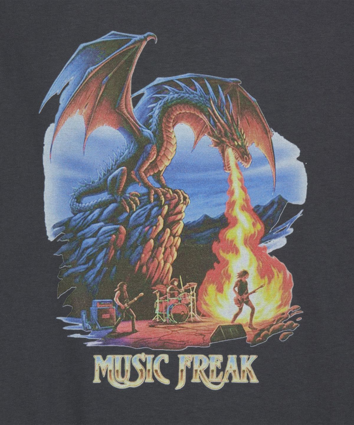 뮤직프리크(MUSICFREAK) Dragon Amplified T-Shirt - Charcoal