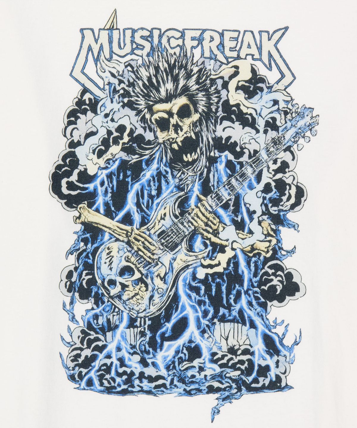 뮤직프리크(MUSICFREAK) Lightning Riff Skull T-Shirt - White