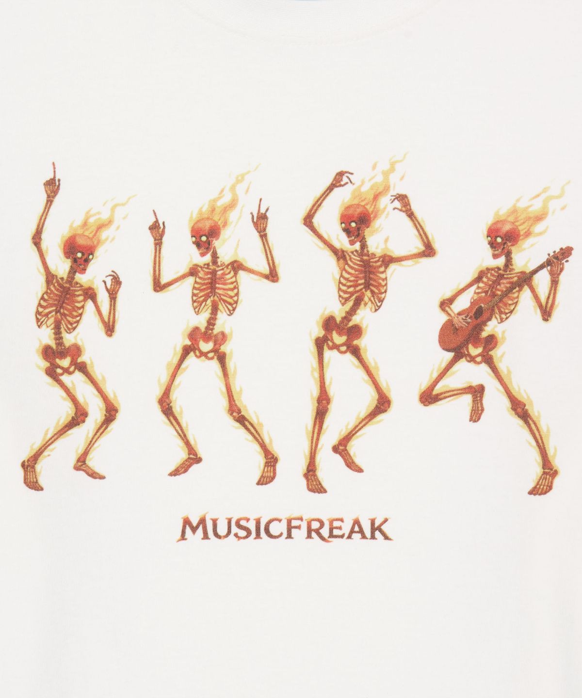 뮤직프리크(MUSICFREAK) Flaim Dancing Skull T-Shirt - White