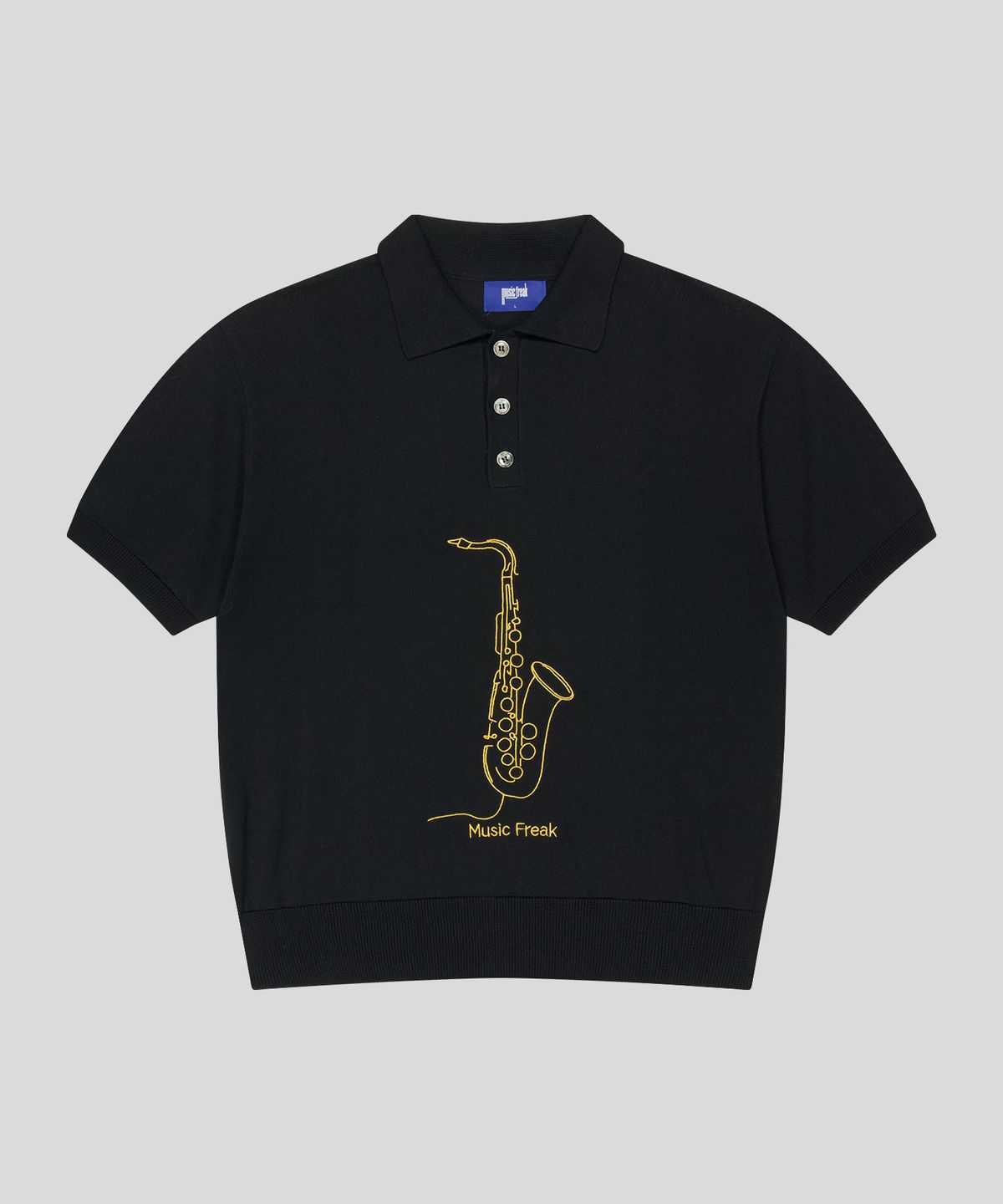 뮤직프리크(MUSICFREAK) Band Stitch Polo Knits - BLACK