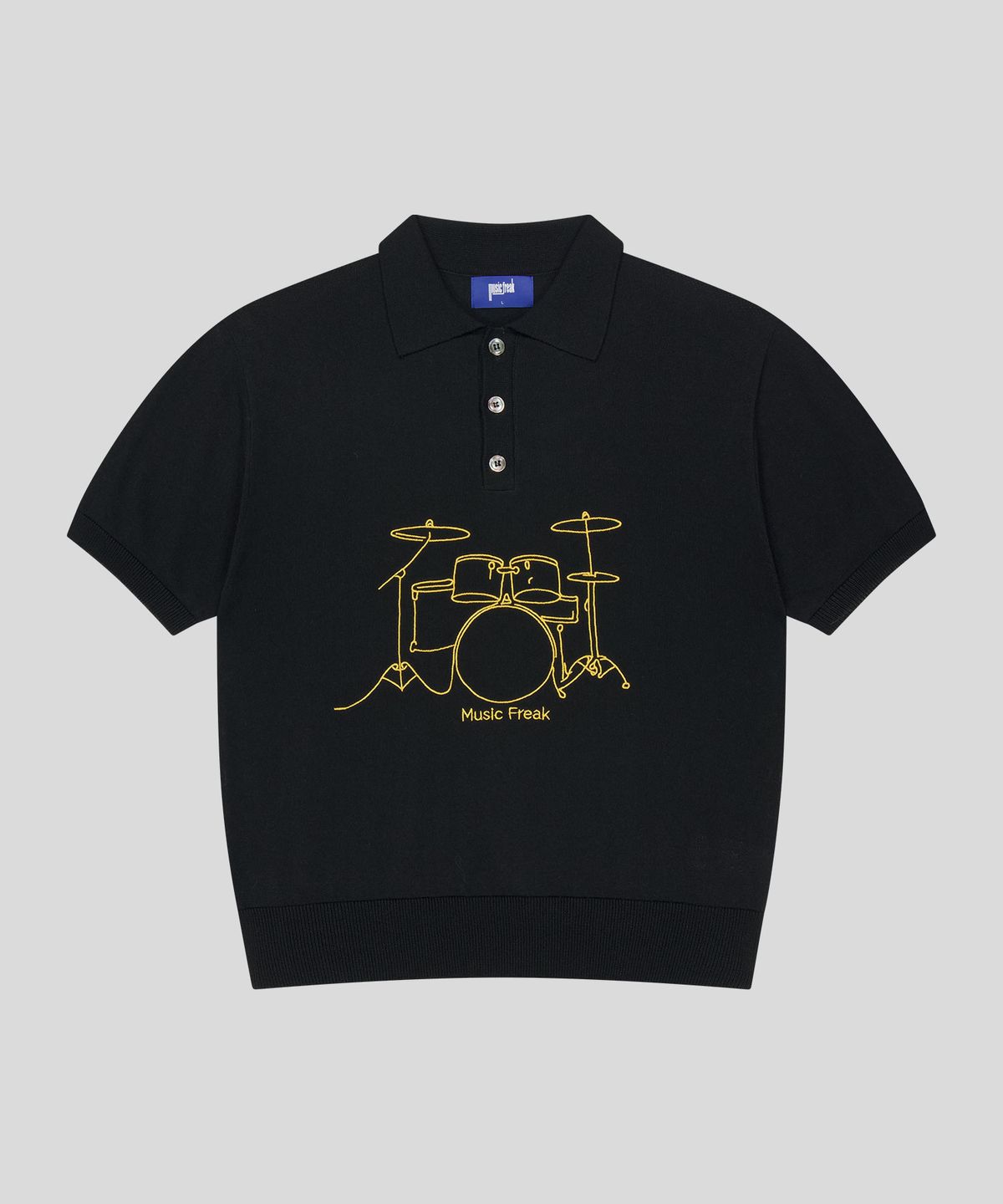 뮤직프리크(MUSICFREAK) Band Stitch Polo Knits - BLACK