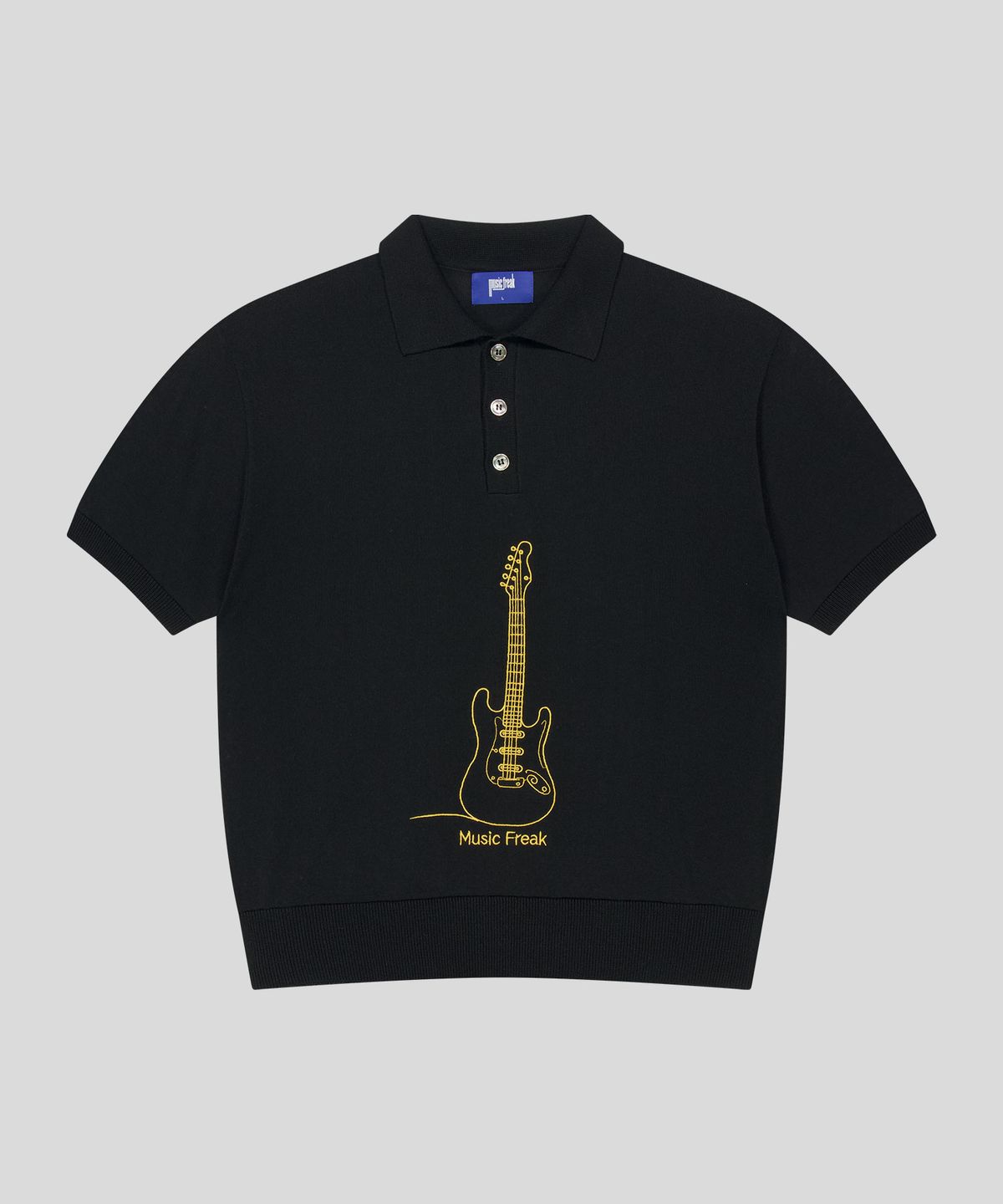 뮤직프리크(MUSICFREAK) Band Stitch Polo Knits - BLACK