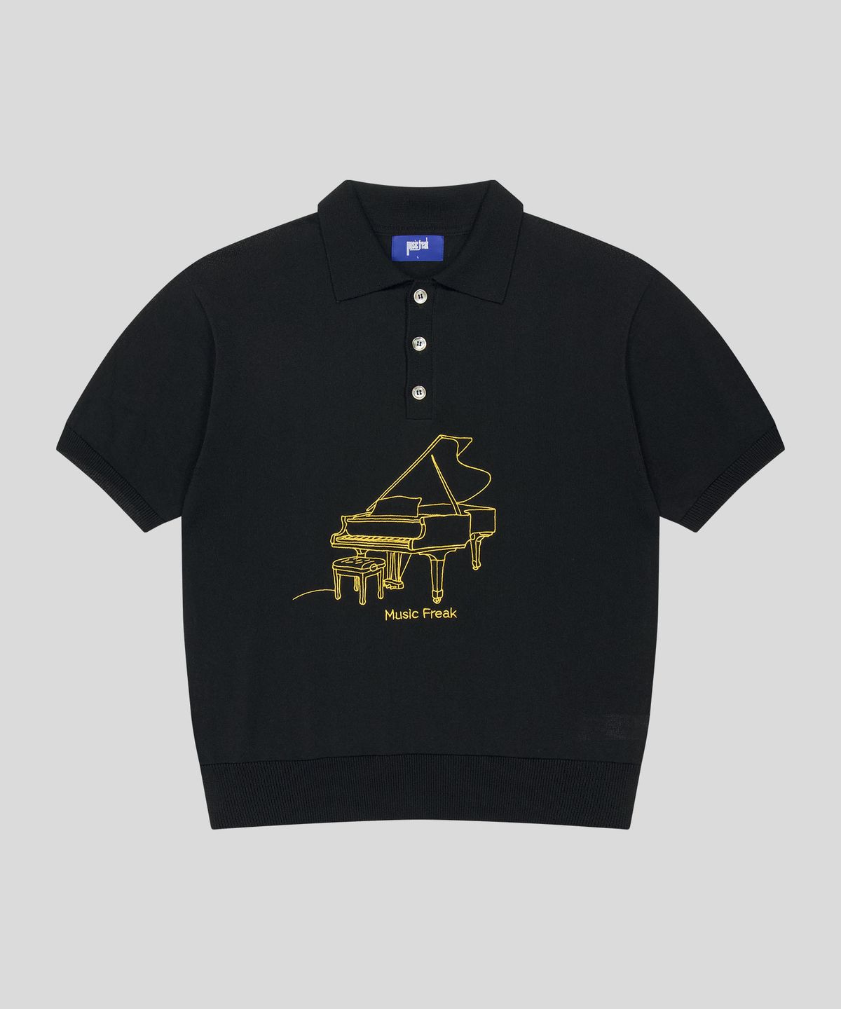 뮤직프리크(MUSICFREAK) Band Stitch Polo Knits - BLACK
