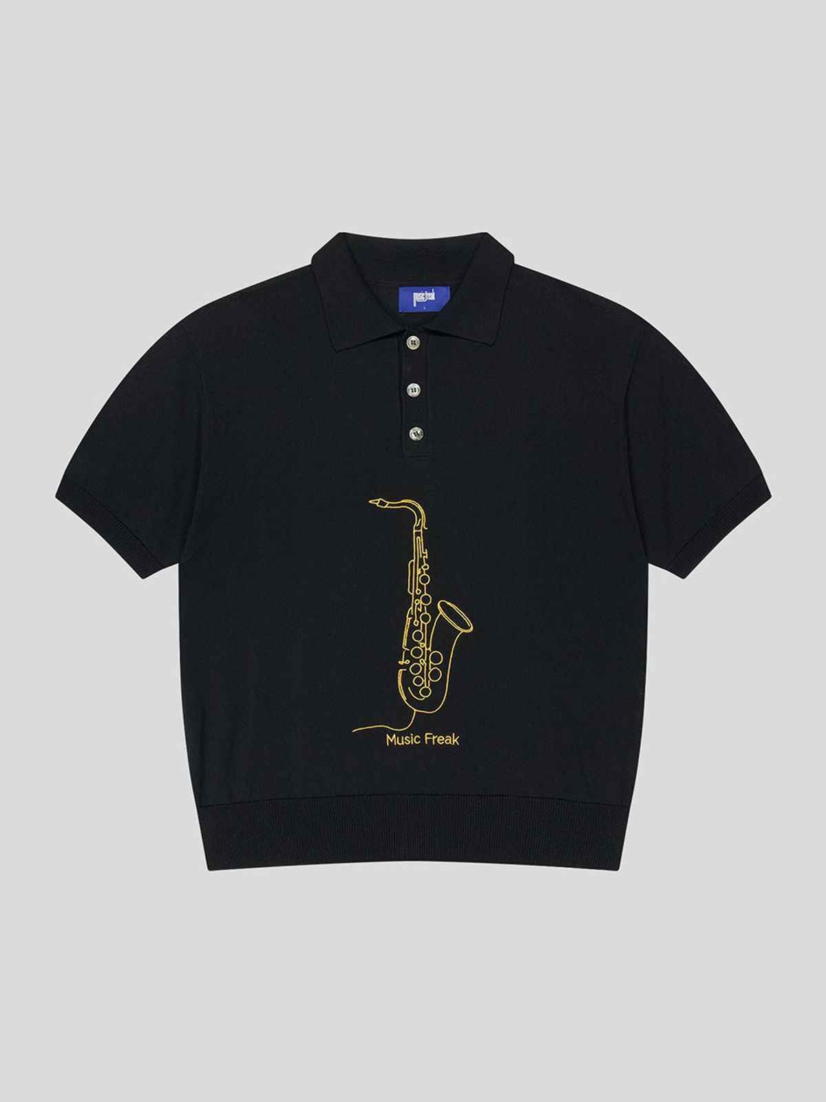 뮤직프리크(MUSICFREAK) Band Stitch Polo Knits - BLACK