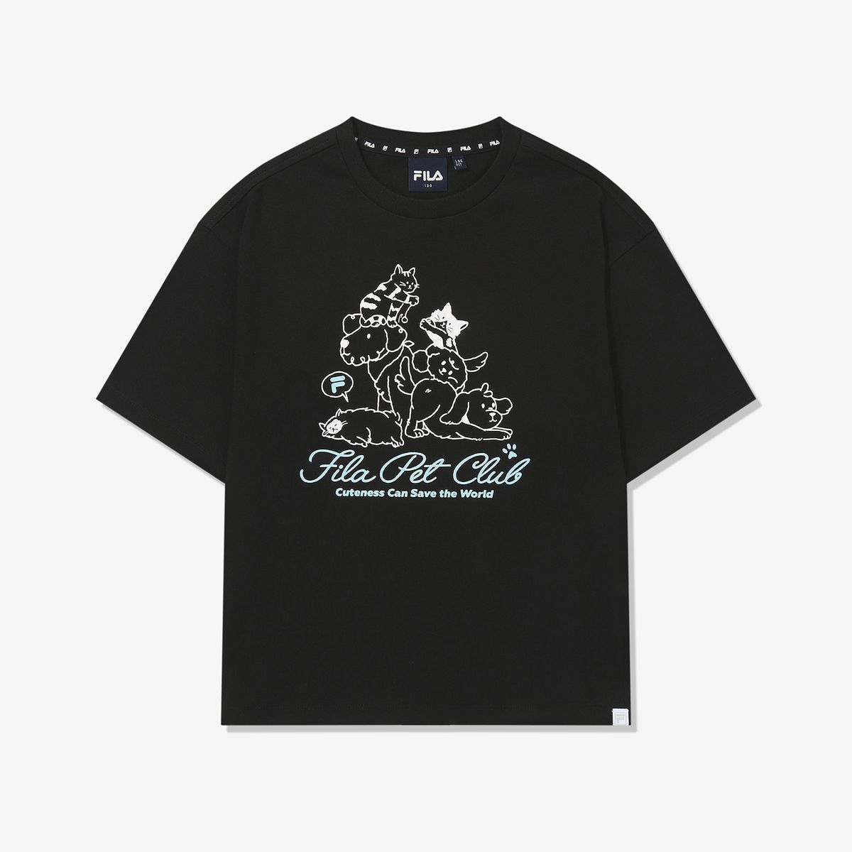 휠라 키즈(FILA KIDS) Drywave 에어로쿨 CAT 루즈핏 티셔츠