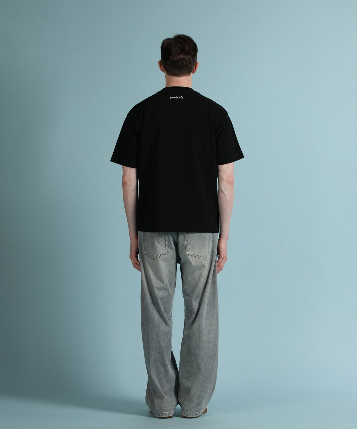 빠니깔레(PANICALE) 블루 와이드핏 백밴딩 데님 팬츠
