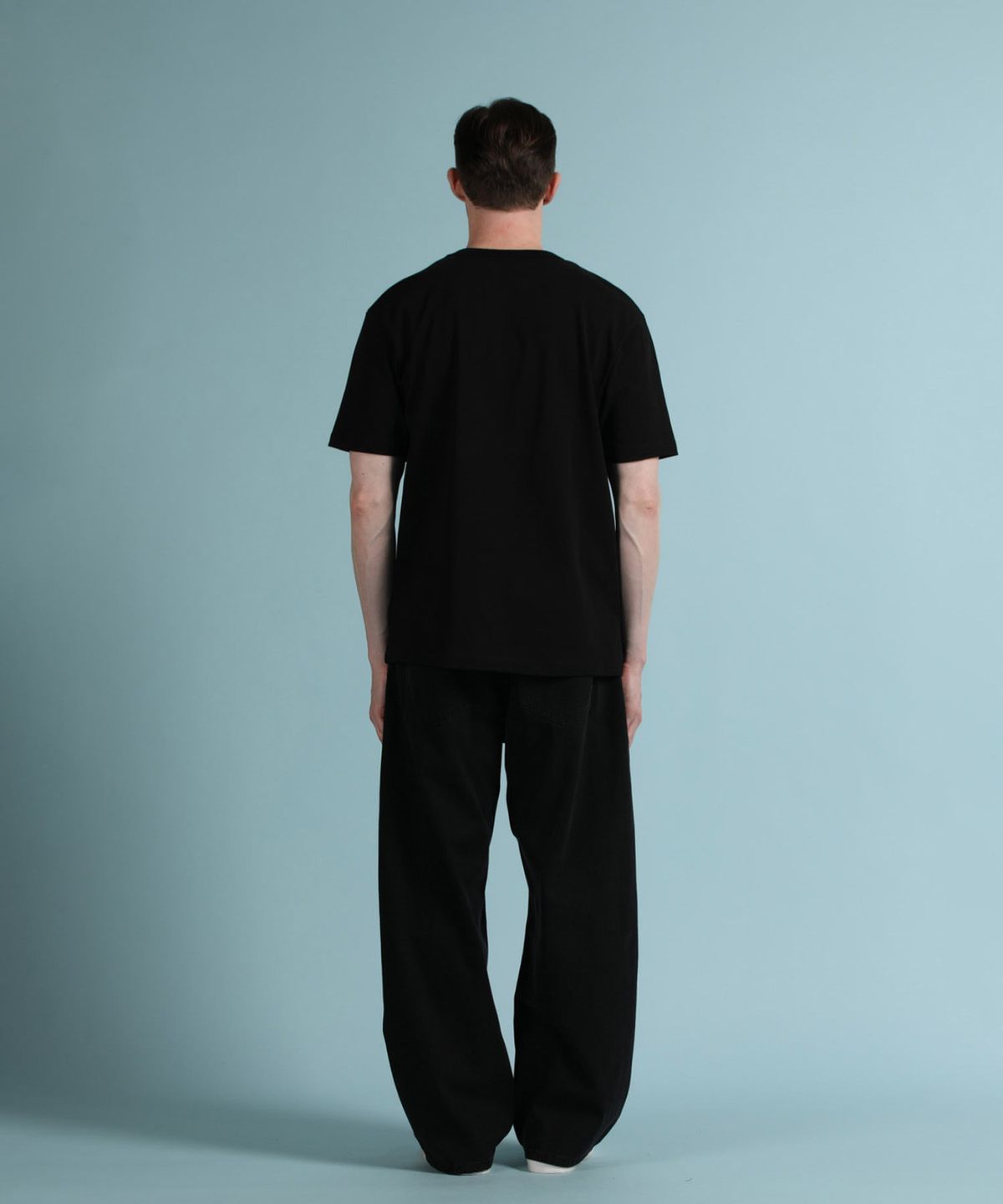 빠니깔레(PANICALE) 블랙 백밴딩 와이드 데님 팬츠