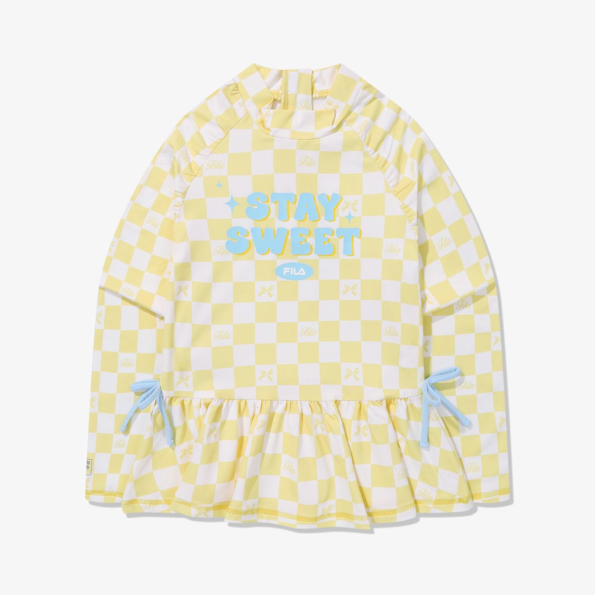 휠라 키즈(FILA KIDS) 여아 체크 3PCS 래시가드 세트