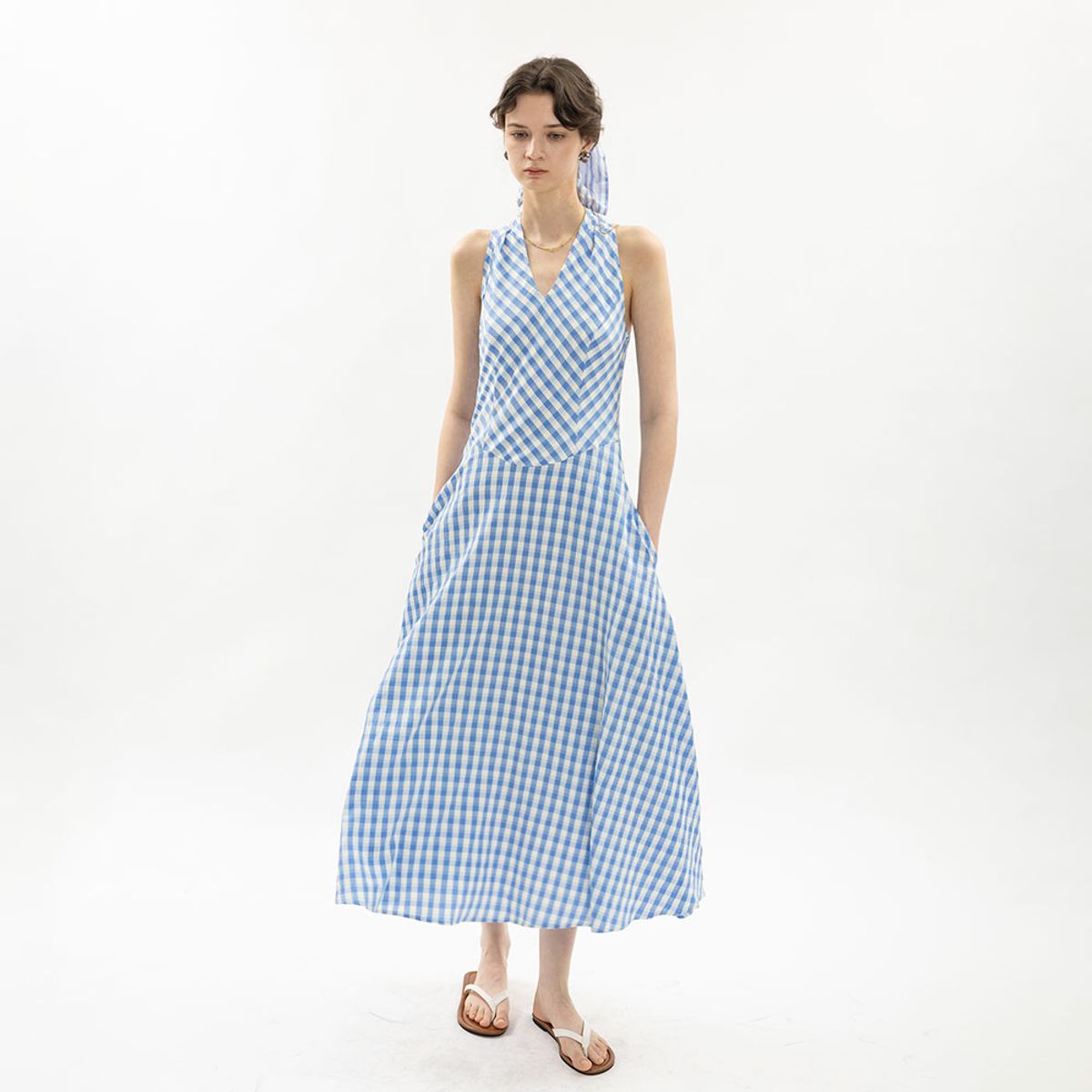 웬스데이딜라잇(WEDNESDAY DELIGHT) WD_Gingham halter long dress_2color
