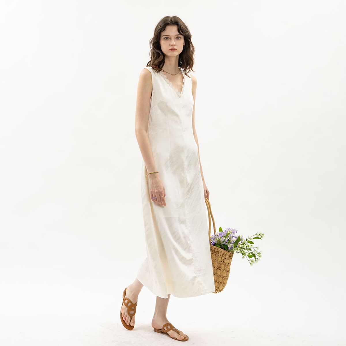 웬스데이딜라잇(WEDNESDAY DELIGHT) WD_Silky lace line dress_3color