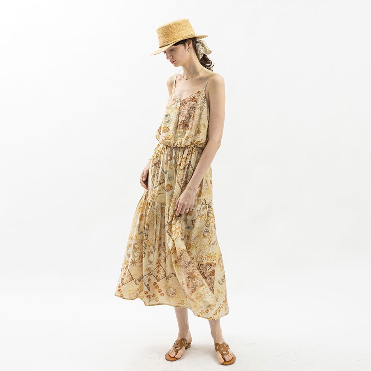 웬스데이딜라잇(WEDNESDAY DELIGHT) WD_Ethnic patchwork slip dress_BROWN