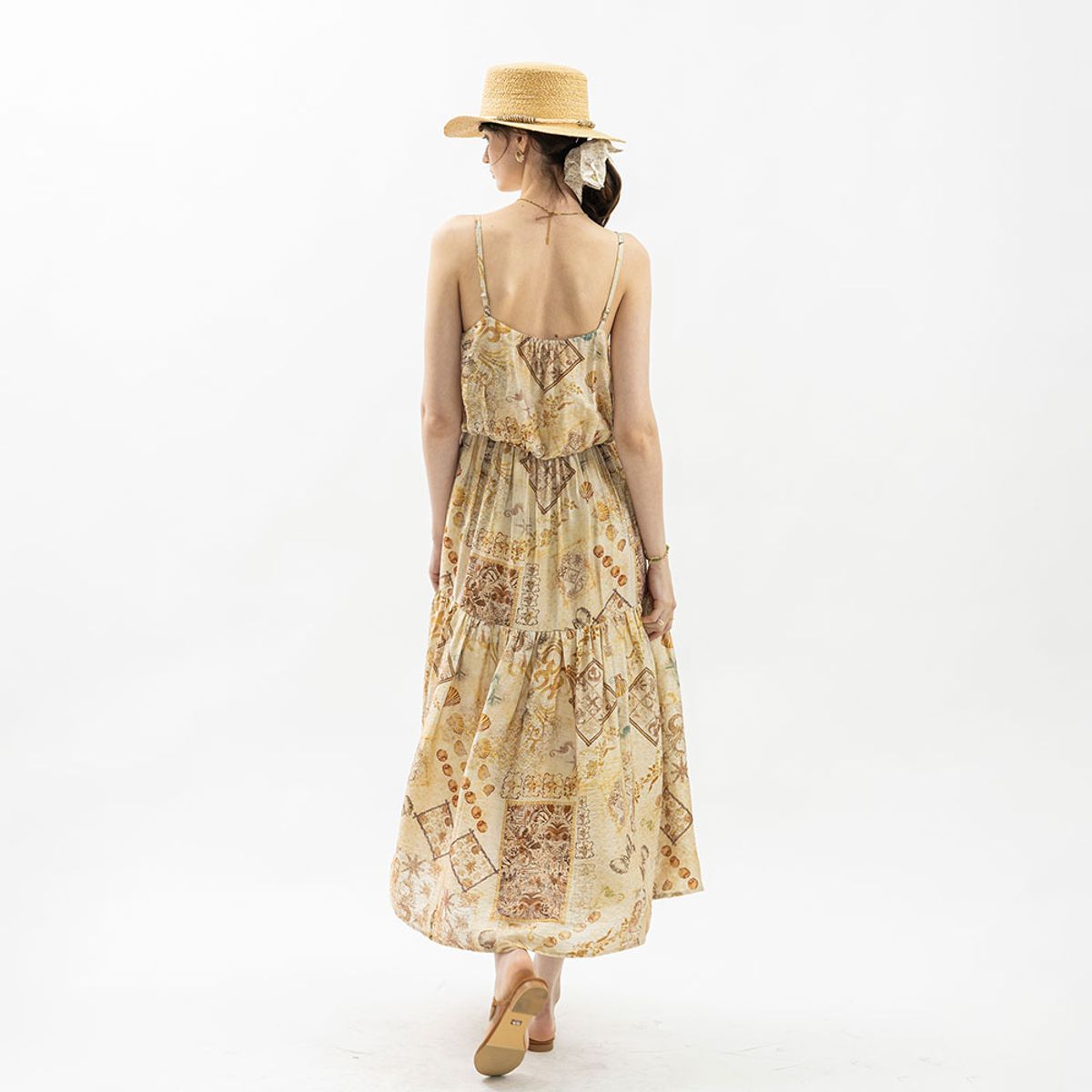 웬스데이딜라잇(WEDNESDAY DELIGHT) WD_Ethnic patchwork slip dress_BROWN