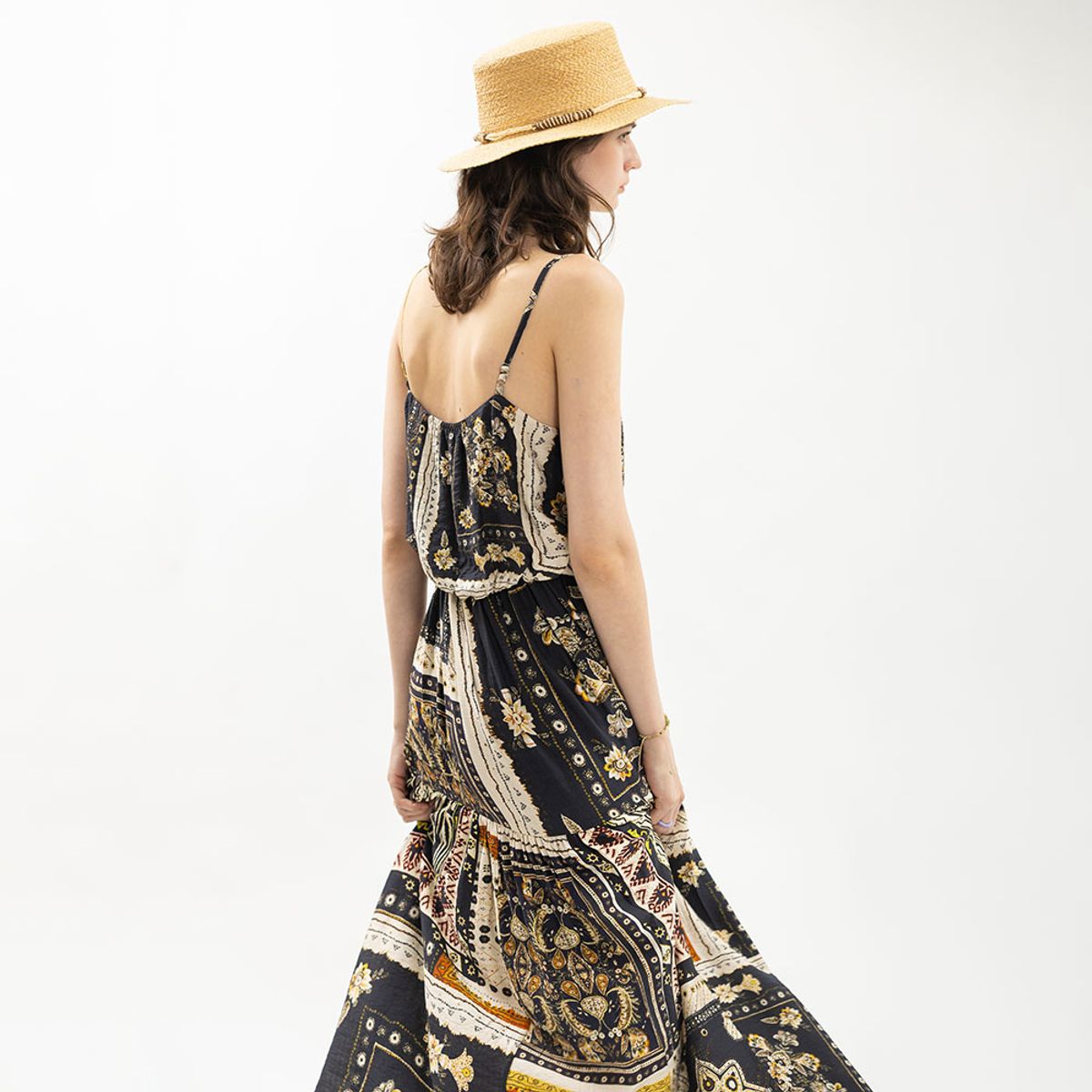 웬스데이딜라잇(WEDNESDAY DELIGHT) WD_Ethnic patchwork slip dress_BLACK