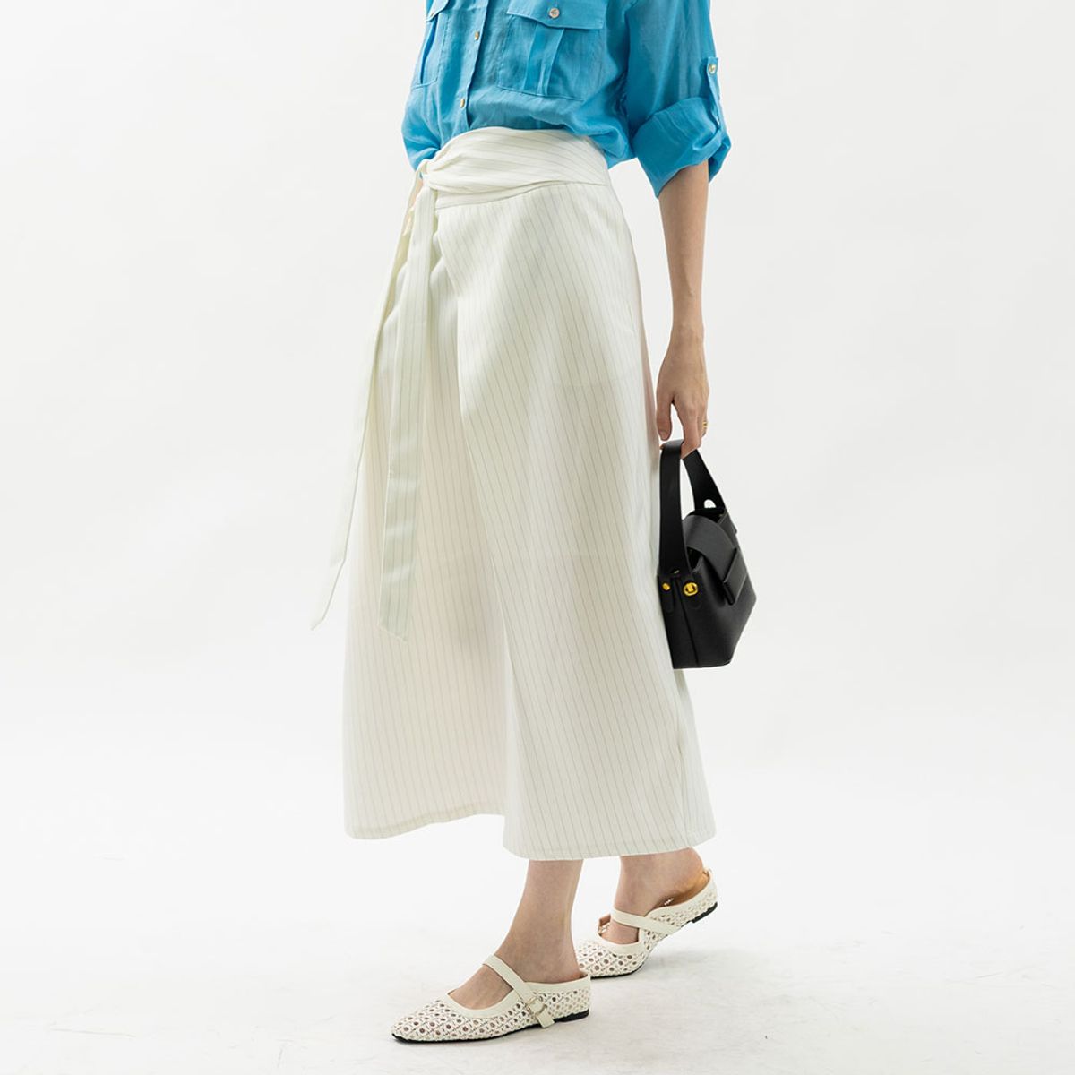 웬스데이딜라잇(WEDNESDAY DELIGHT) WD_Stripe wrap midi skirt_2color