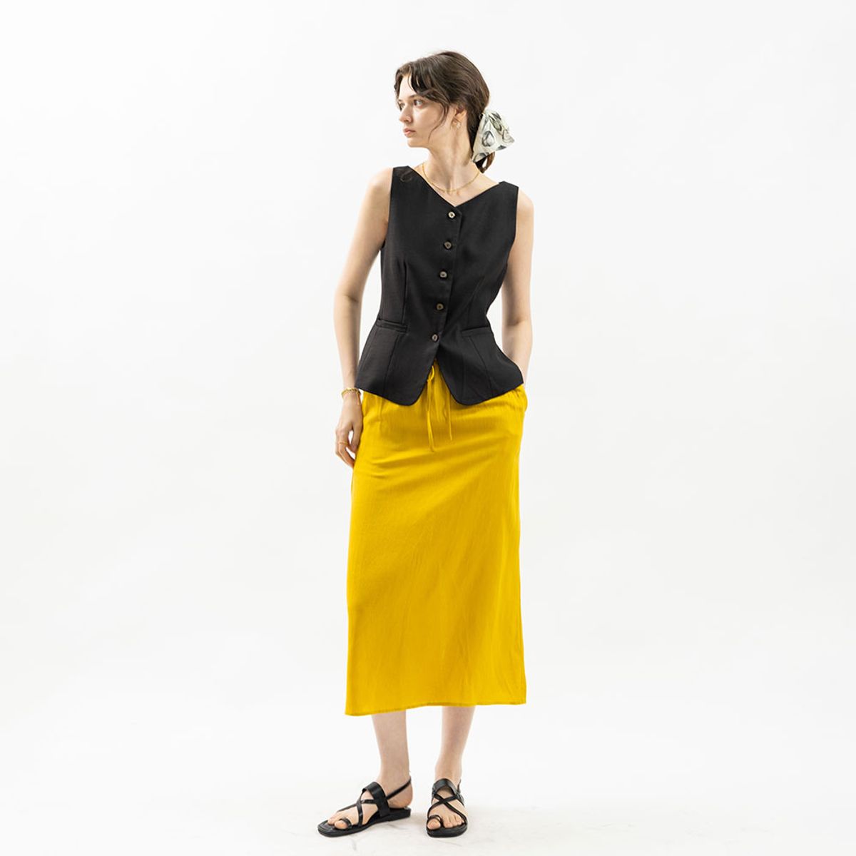 웬스데이딜라잇(WEDNESDAY DELIGHT) WD_Daily string linen skirt_2color