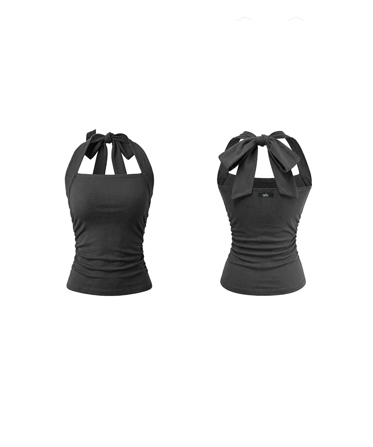 오도어(ODOR) Mellow ribbon top -  Charcoal