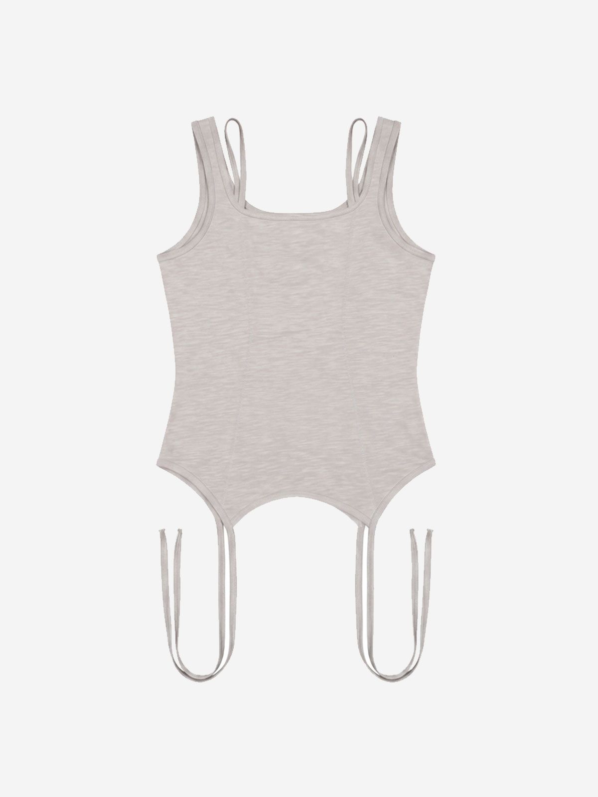 비엘알(BLR) Tattooed Graphic Layered Sleeveless Tank Top Begie