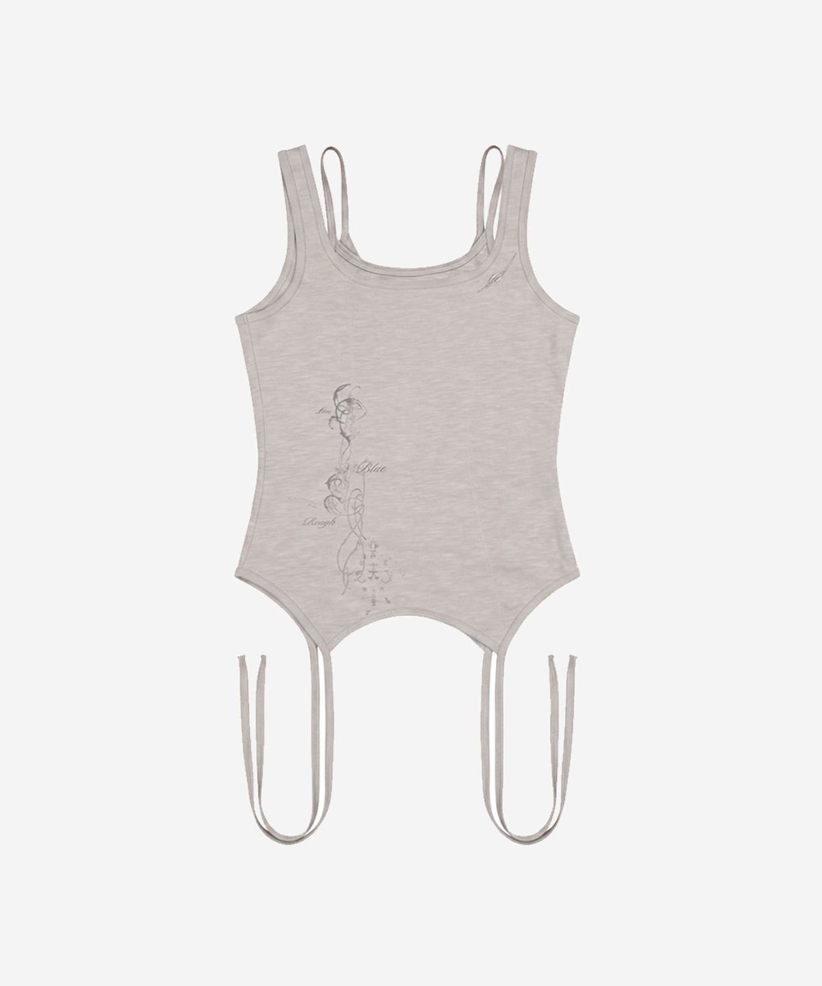 비엘알(BLR) Tattooed Graphic Layered Sleeveless Tank Top Begie