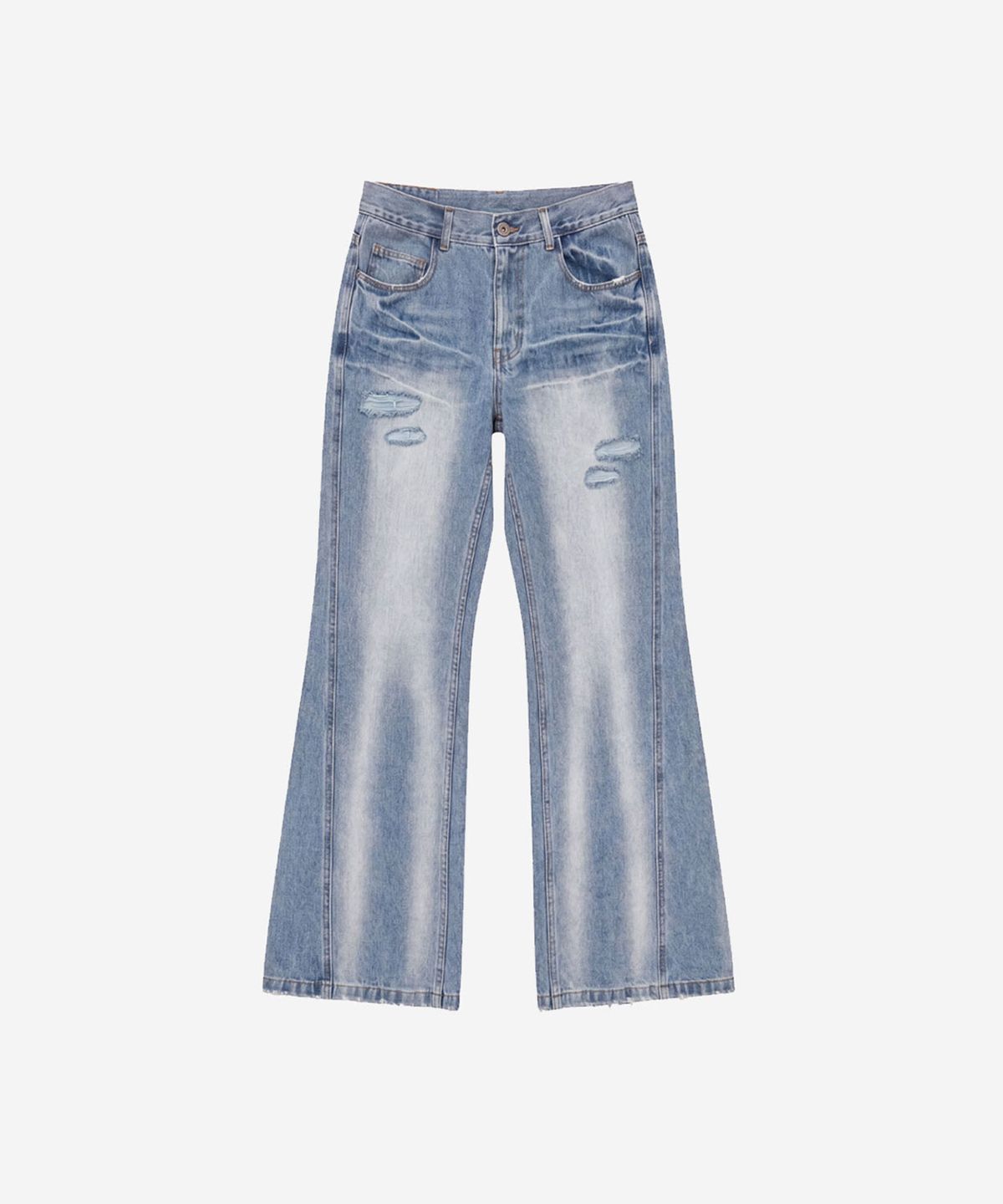 비엘알(BLR) Raw-edge Cinch Back Relaxed Bootscut Denim
