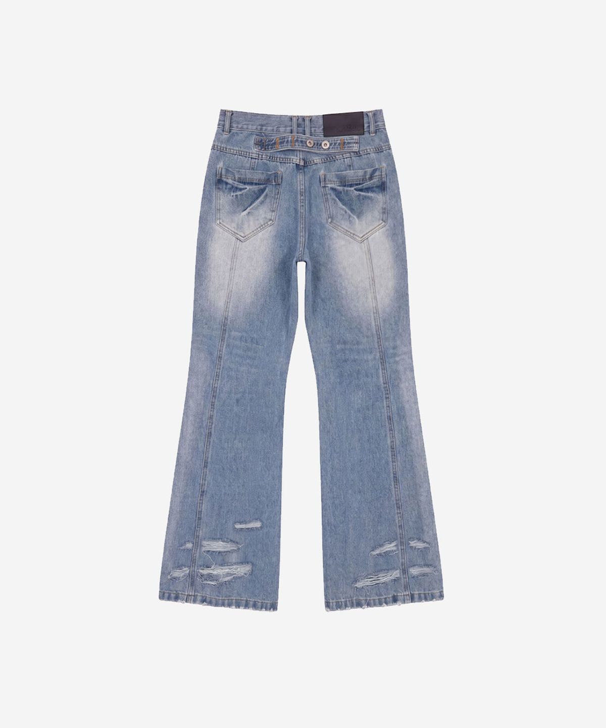 비엘알(BLR) Raw-edge Cinch Back Relaxed Bootscut Denim