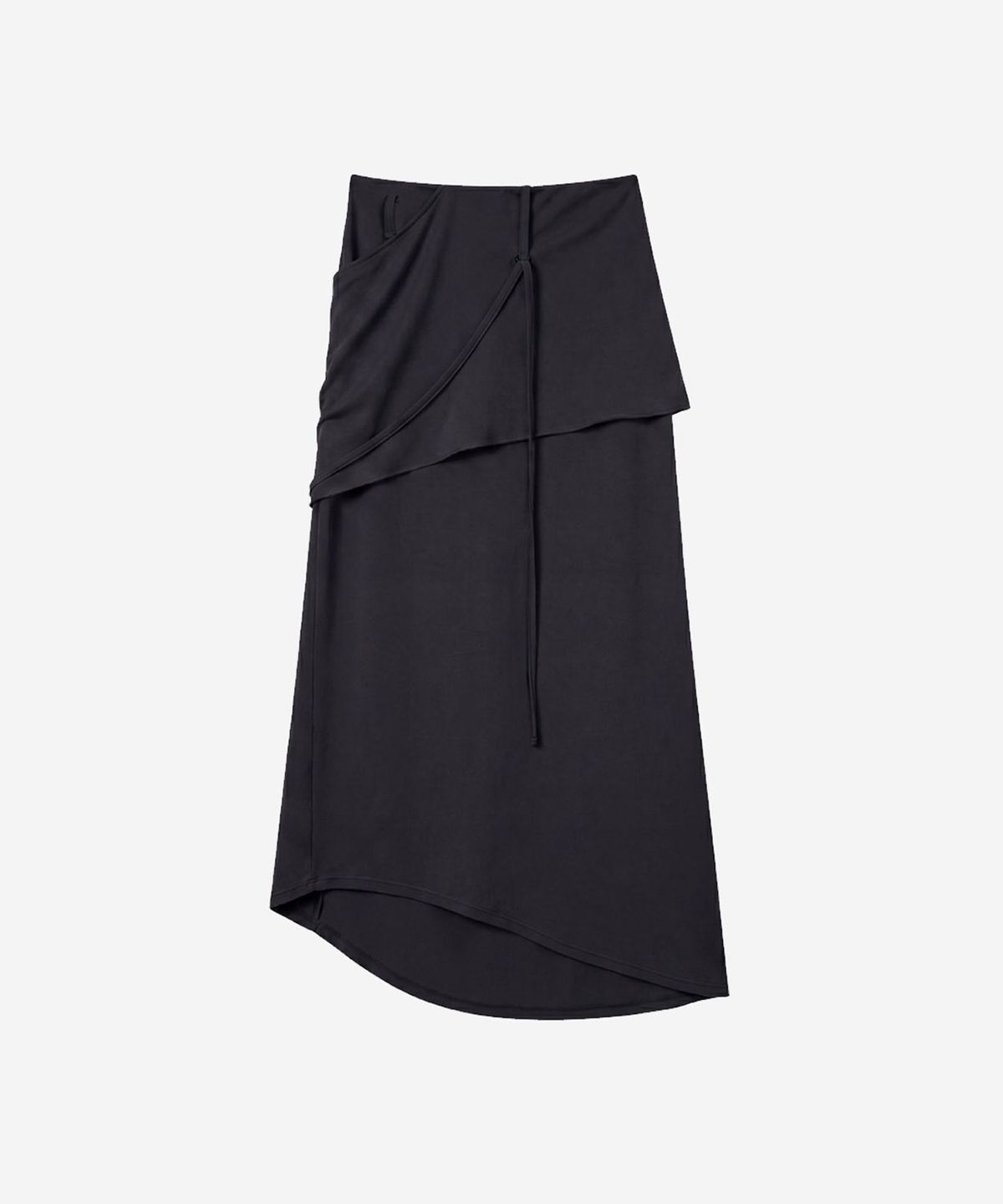비엘알(BLR) Asymmetric Layered Maxi Skirt Black