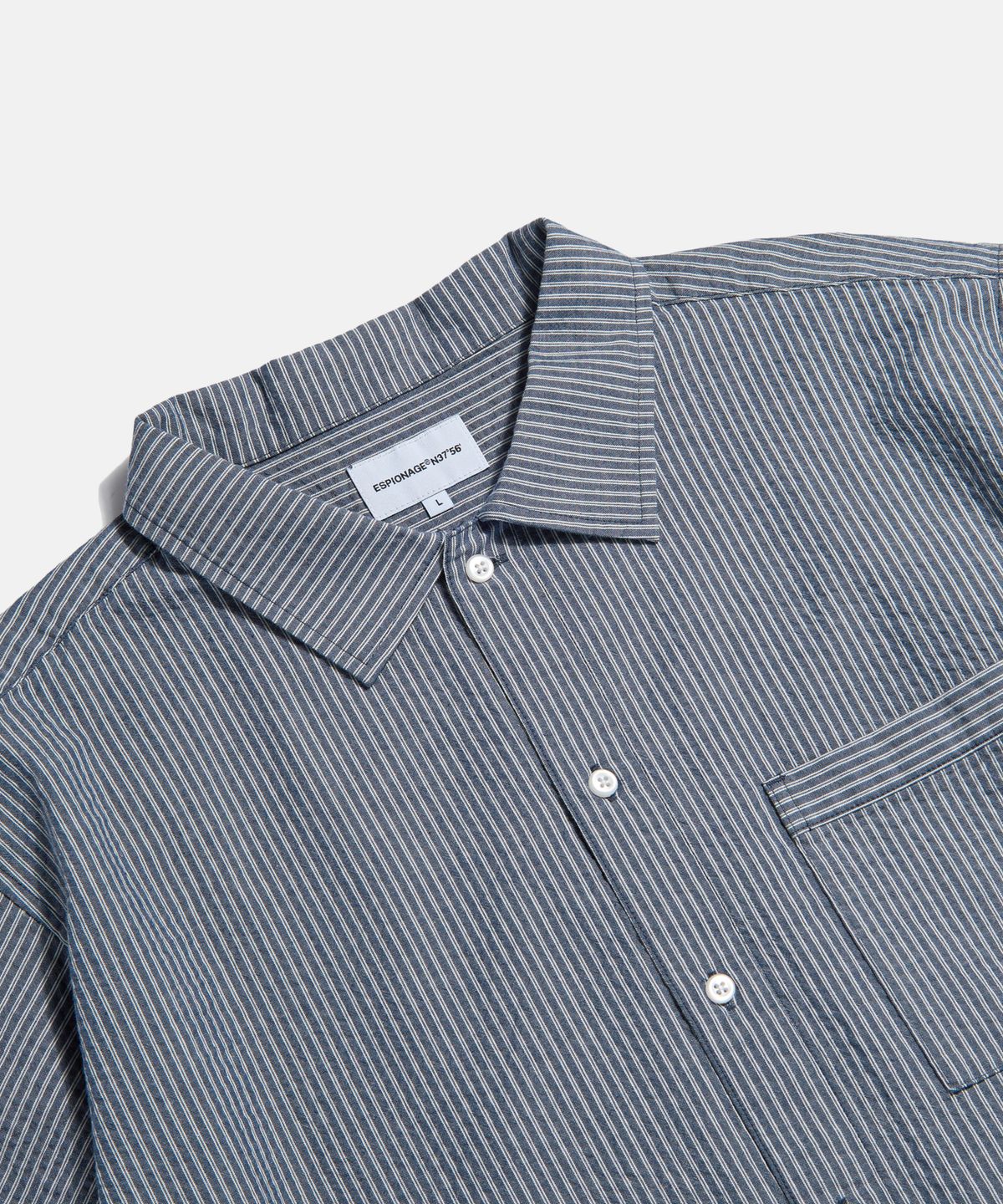 에스피오나지(ESPIONAGE) Stripe Seersucker Resort Shirt Navy