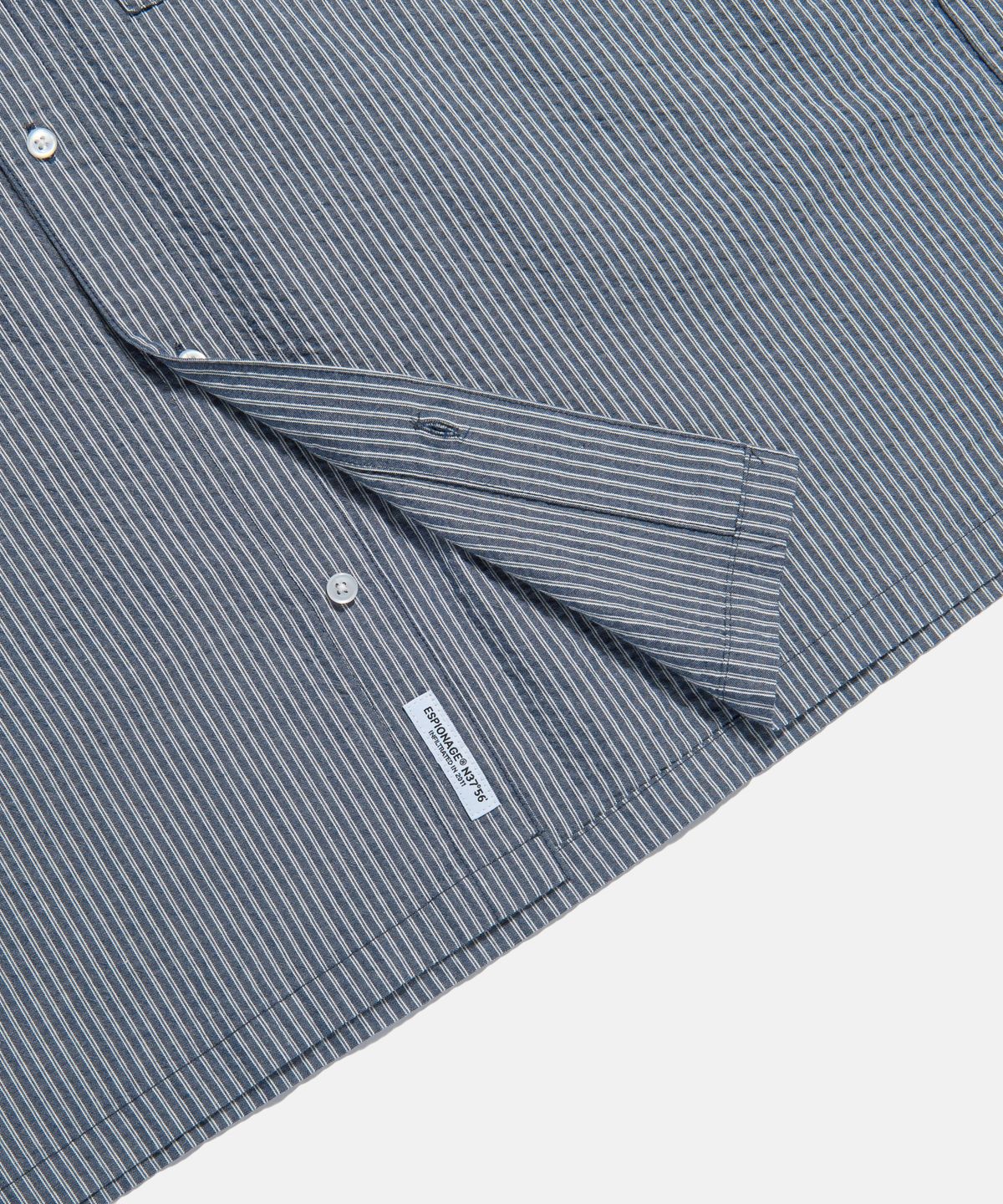 에스피오나지(ESPIONAGE) Stripe Seersucker Resort Shirt Navy