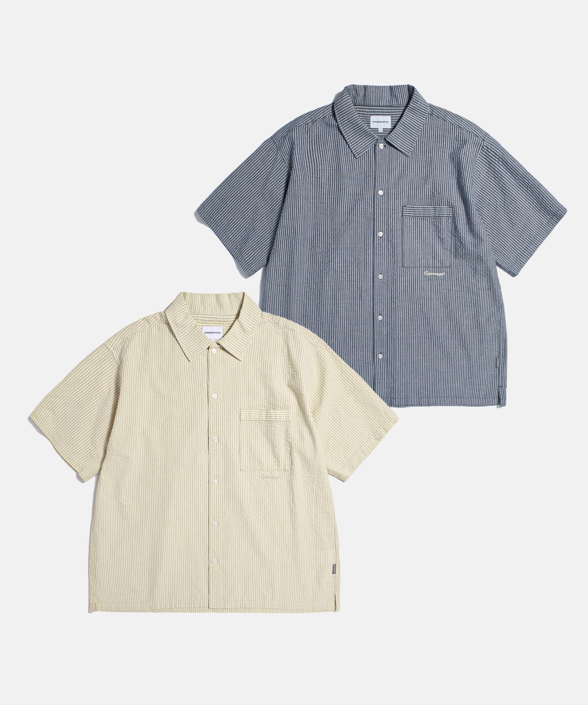 에스피오나지(ESPIONAGE) Stripe Seersucker Resort Shirt Ivory