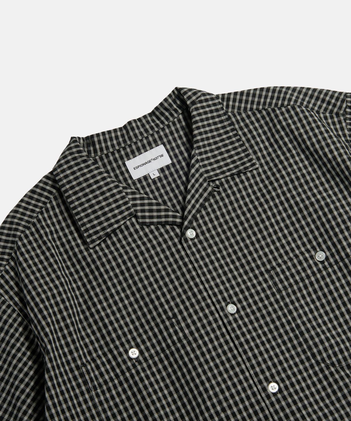 에스피오나지(ESPIONAGE) Double Grid 2 Pocket S/S Shirt Black