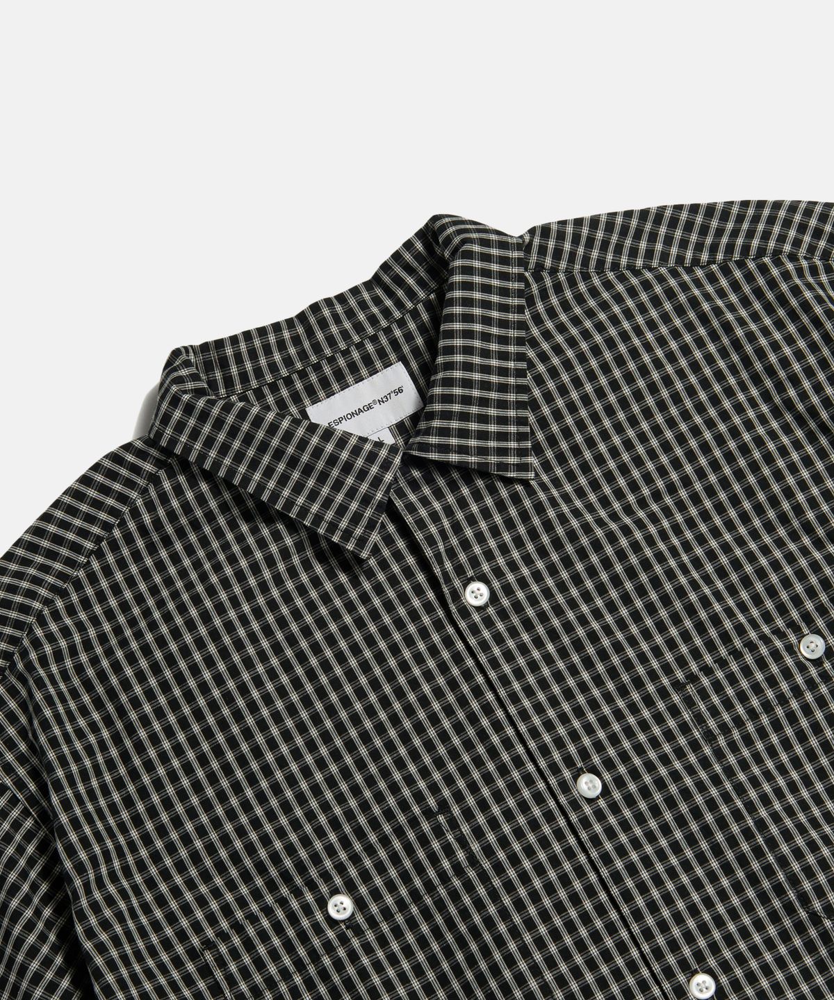 에스피오나지(ESPIONAGE) Double Grid 2 Pocket S/S Shirt Black