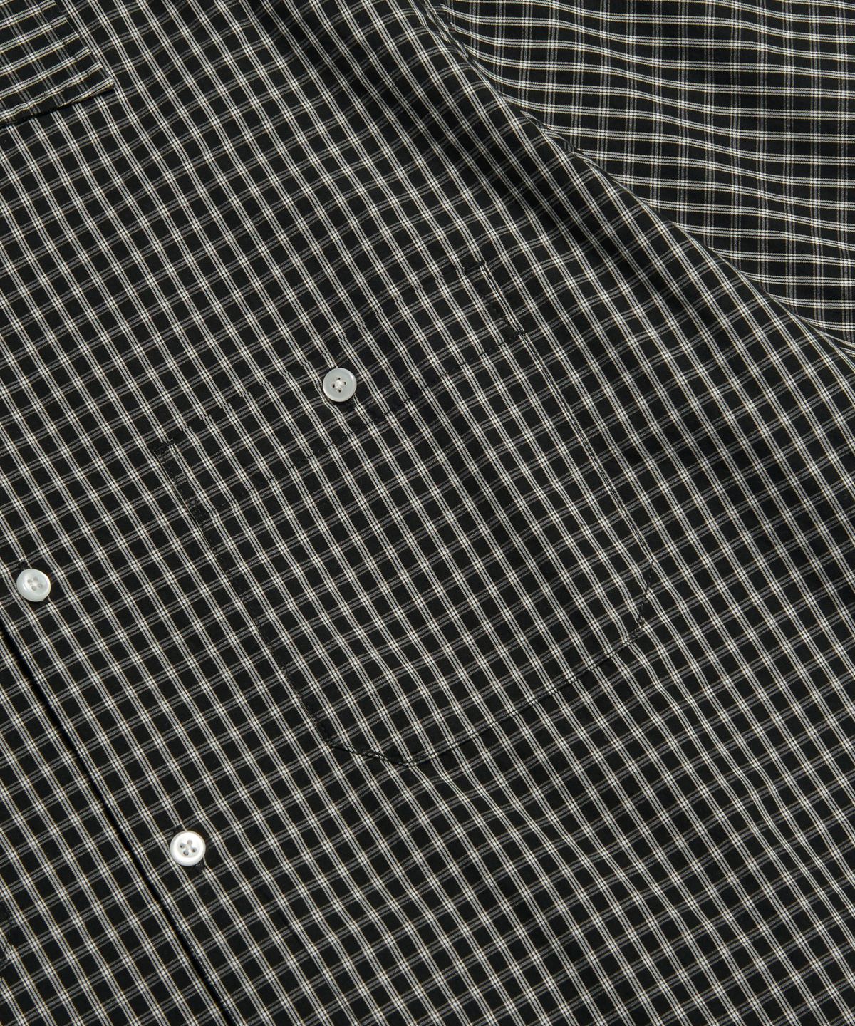 에스피오나지(ESPIONAGE) Double Grid 2 Pocket S/S Shirt Black