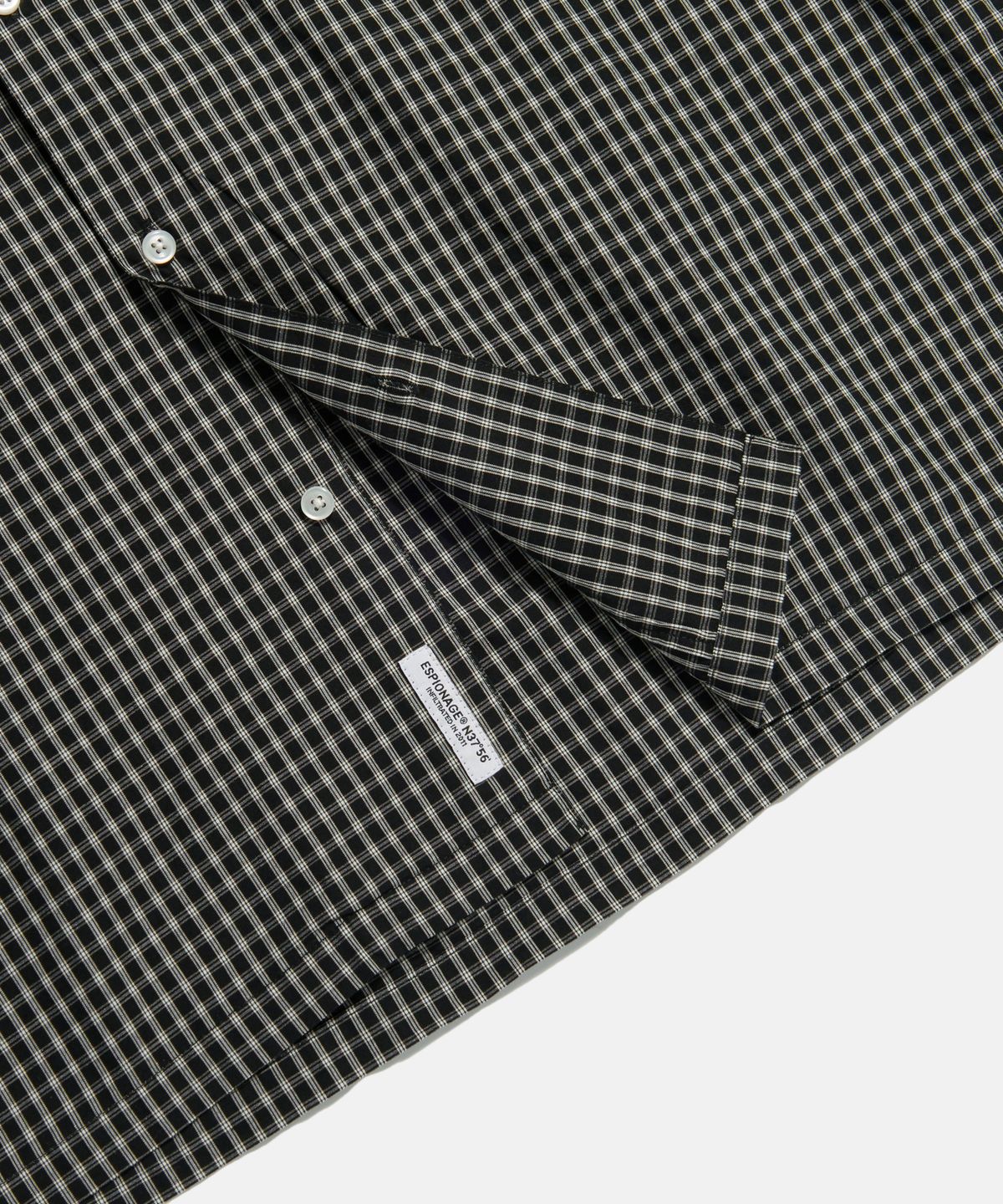 에스피오나지(ESPIONAGE) Double Grid 2 Pocket S/S Shirt Black