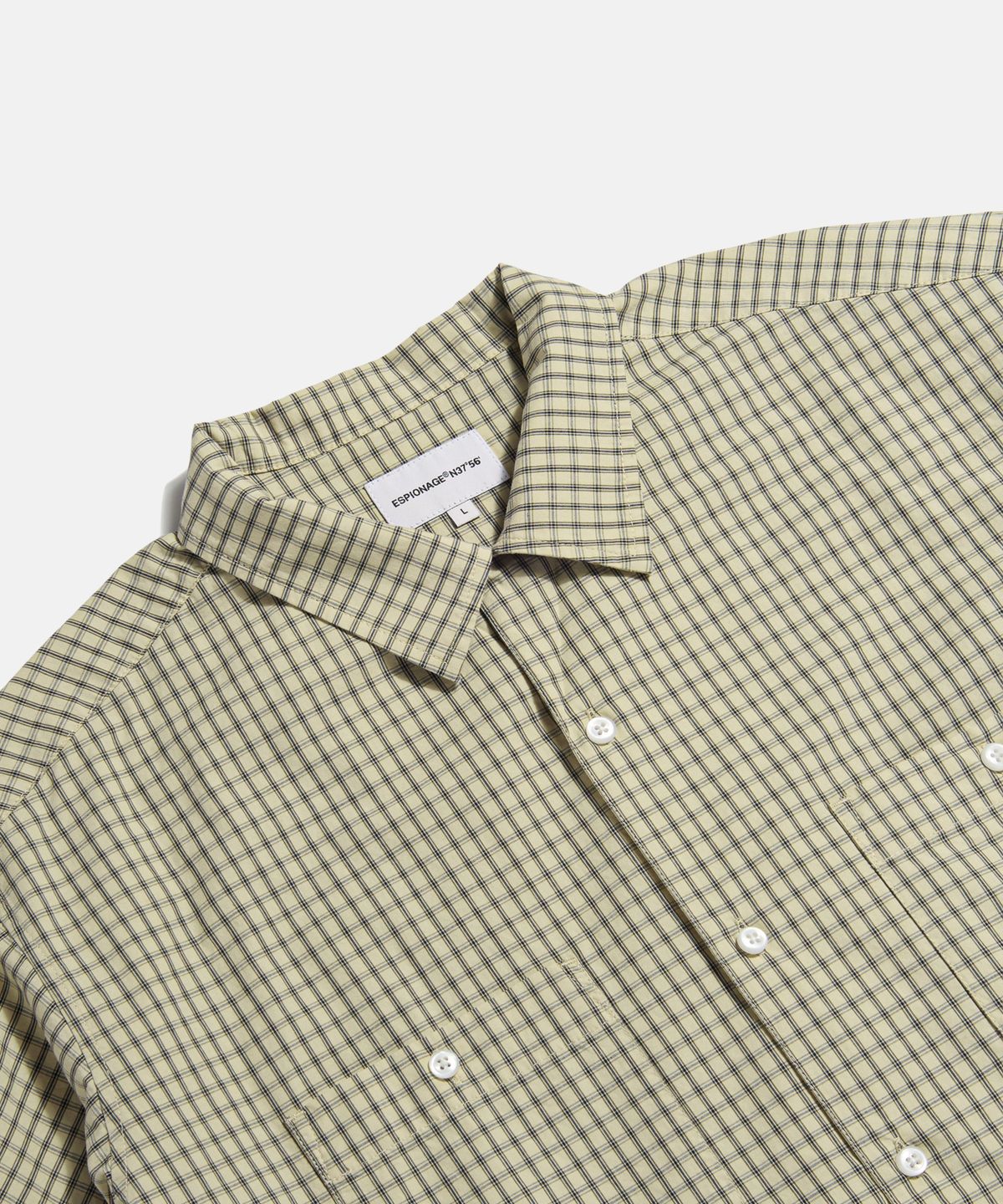 에스피오나지(ESPIONAGE) Double Grid 2 Pocket S/S Shirt Beige