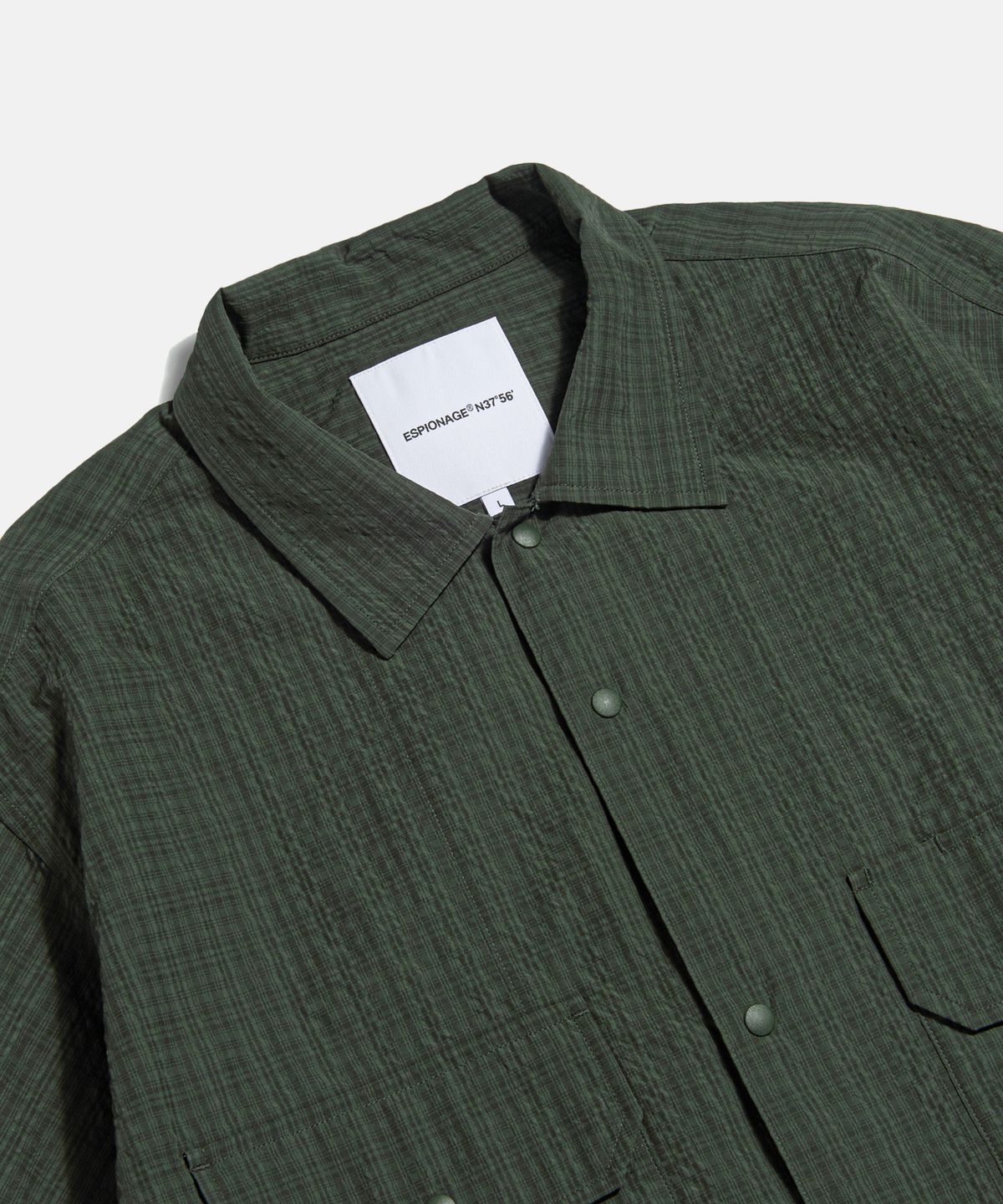 에스피오나지(ESPIONAGE) Washer Checked Shirt Jacket Dark Green