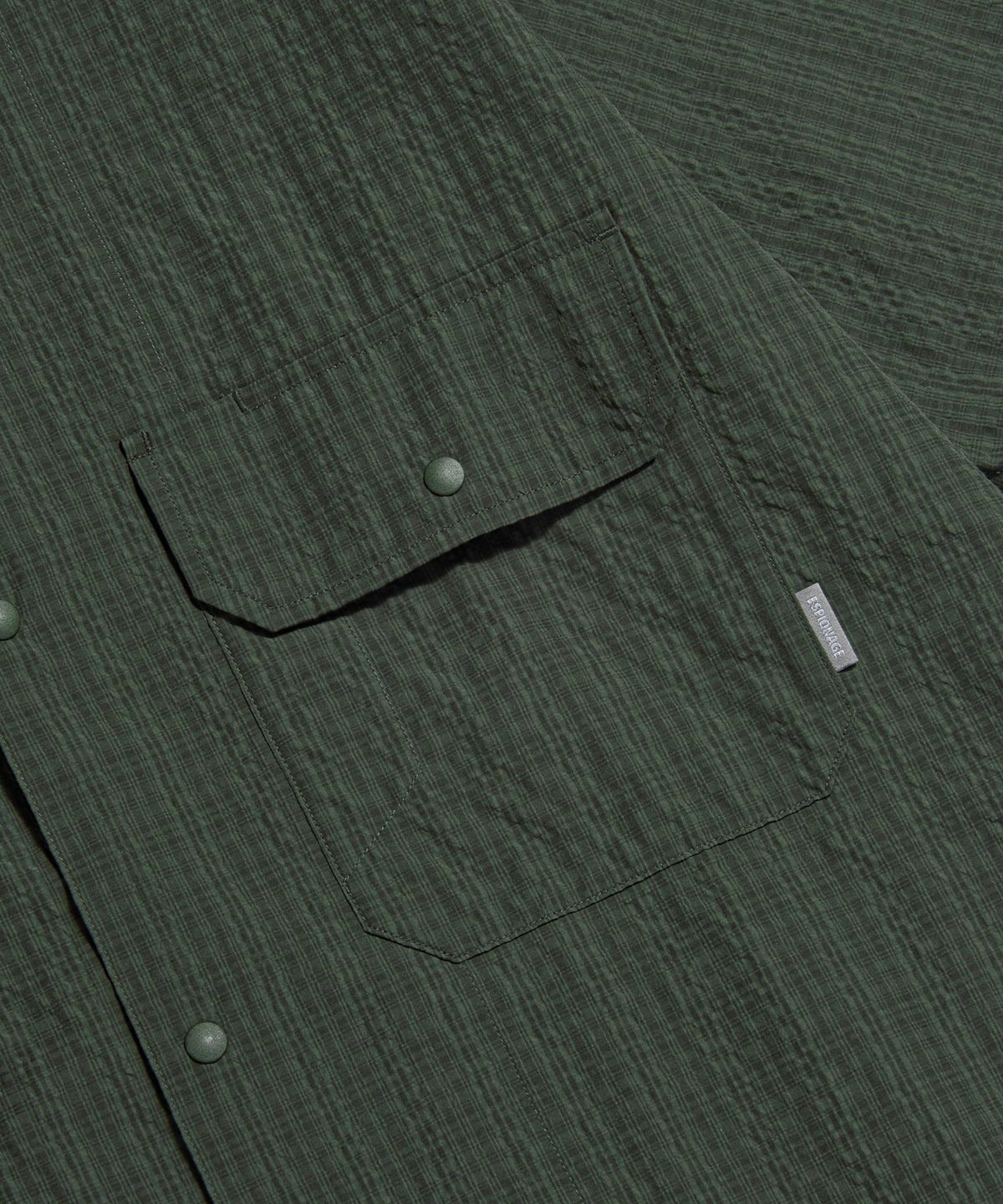 에스피오나지(ESPIONAGE) Washer Checked Shirt Jacket Dark Green