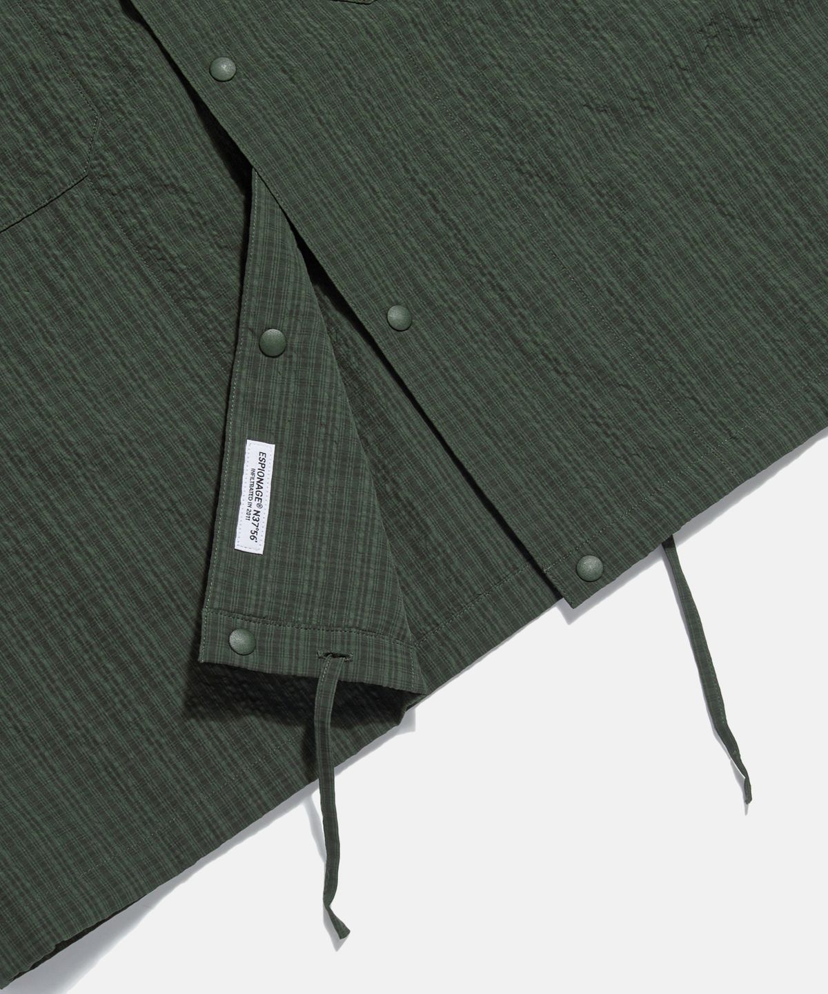 에스피오나지(ESPIONAGE) Washer Checked Shirt Jacket Dark Green